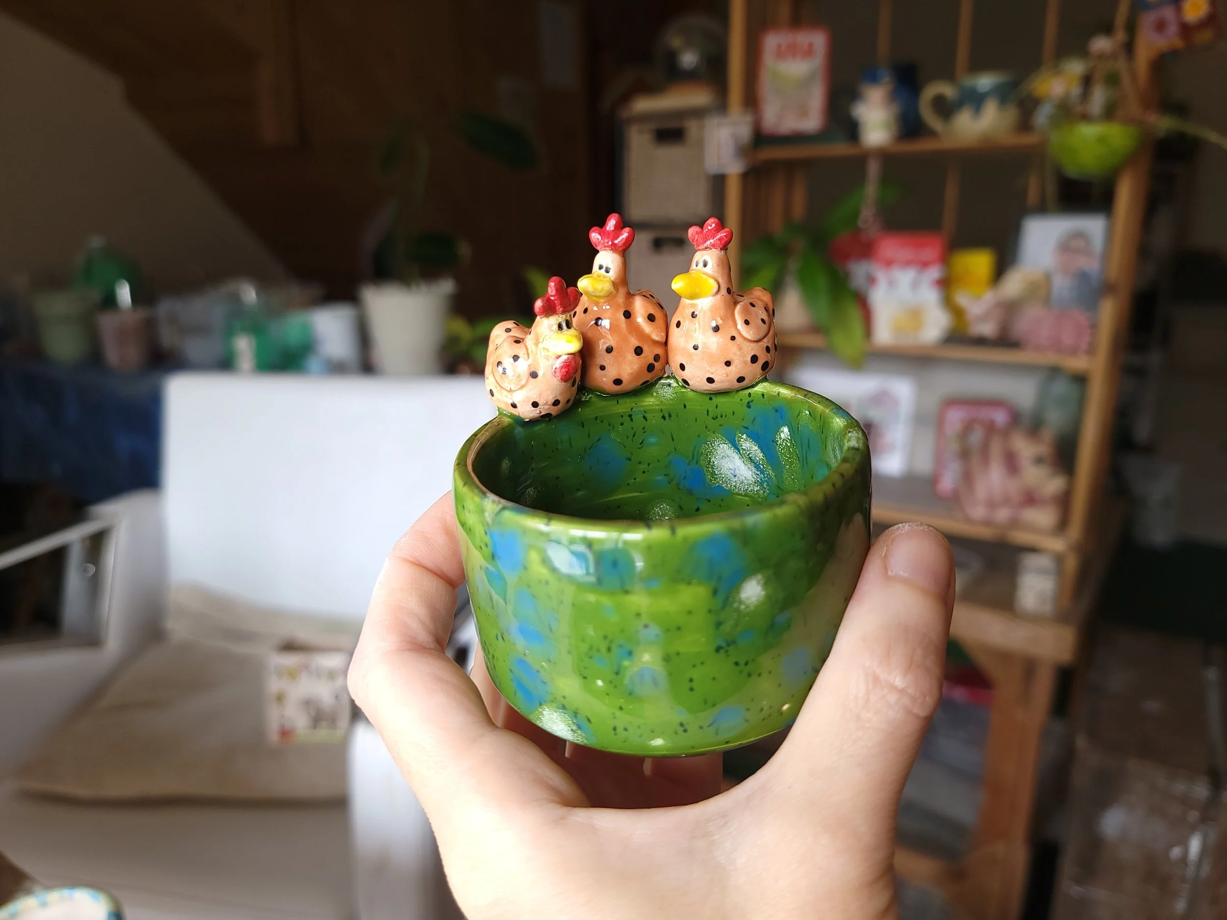 Three chicken T-light holder bowl.