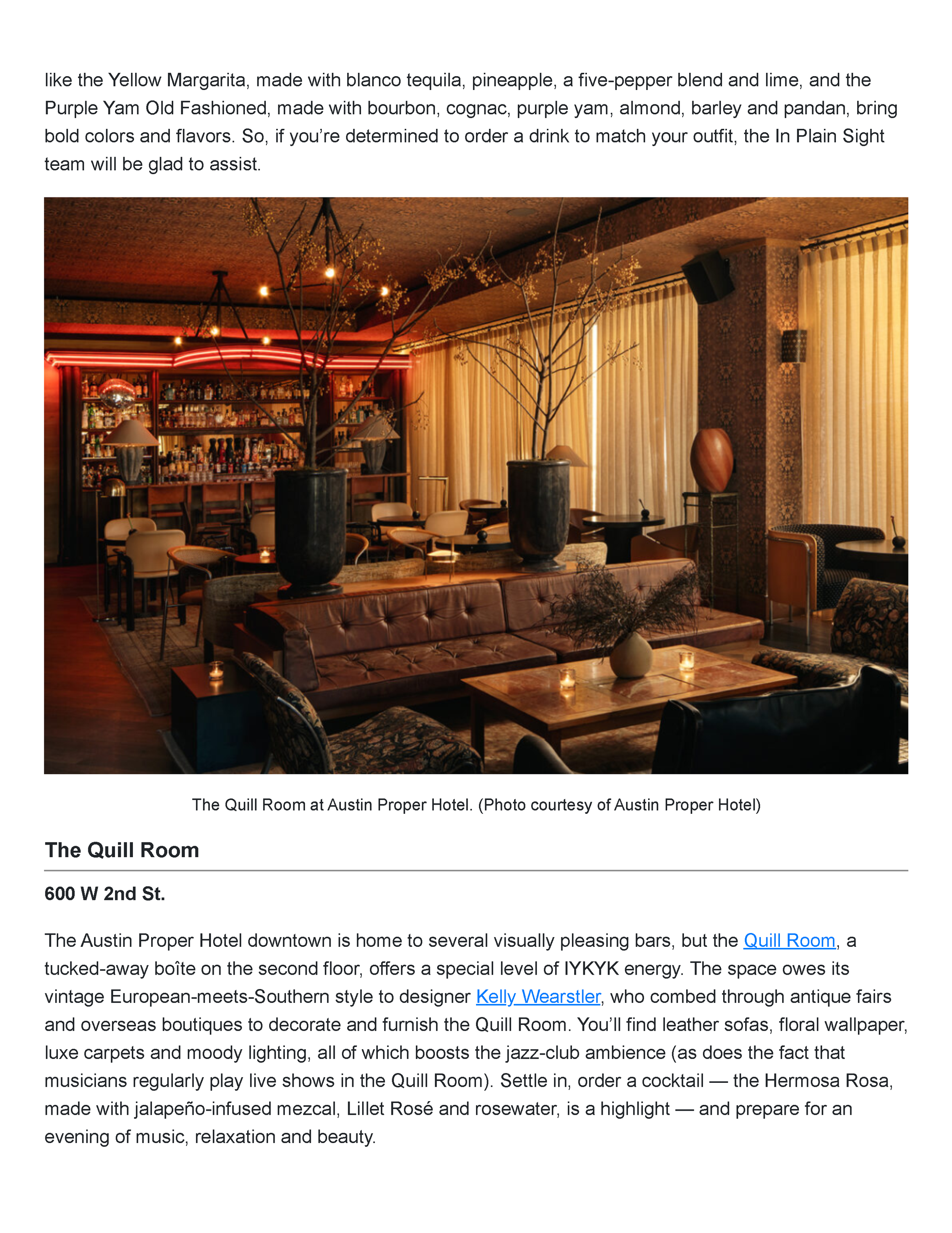 Tribeza’s Powder Room feature crediting PETERMAX founder and creative director Peter Maxwell Bowden with the Austin cocktail lounge’s interior design, Page 2.