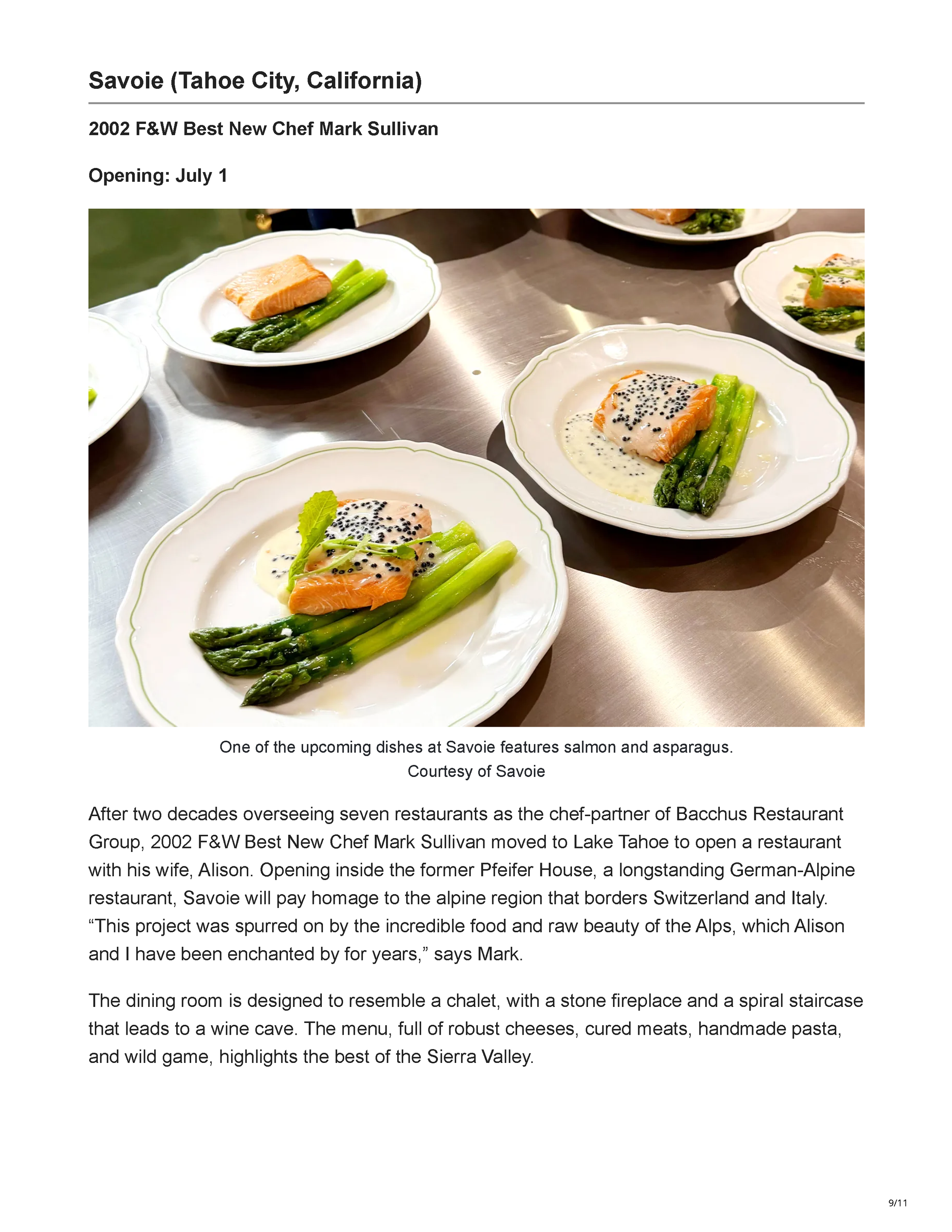 Food & Wine’s June 12, 2026 feature, The 11 Most Anticipated Restaurant Openings of Summer 2026, From F&W Best New Chefs, by Amelia Schwartz, page 9