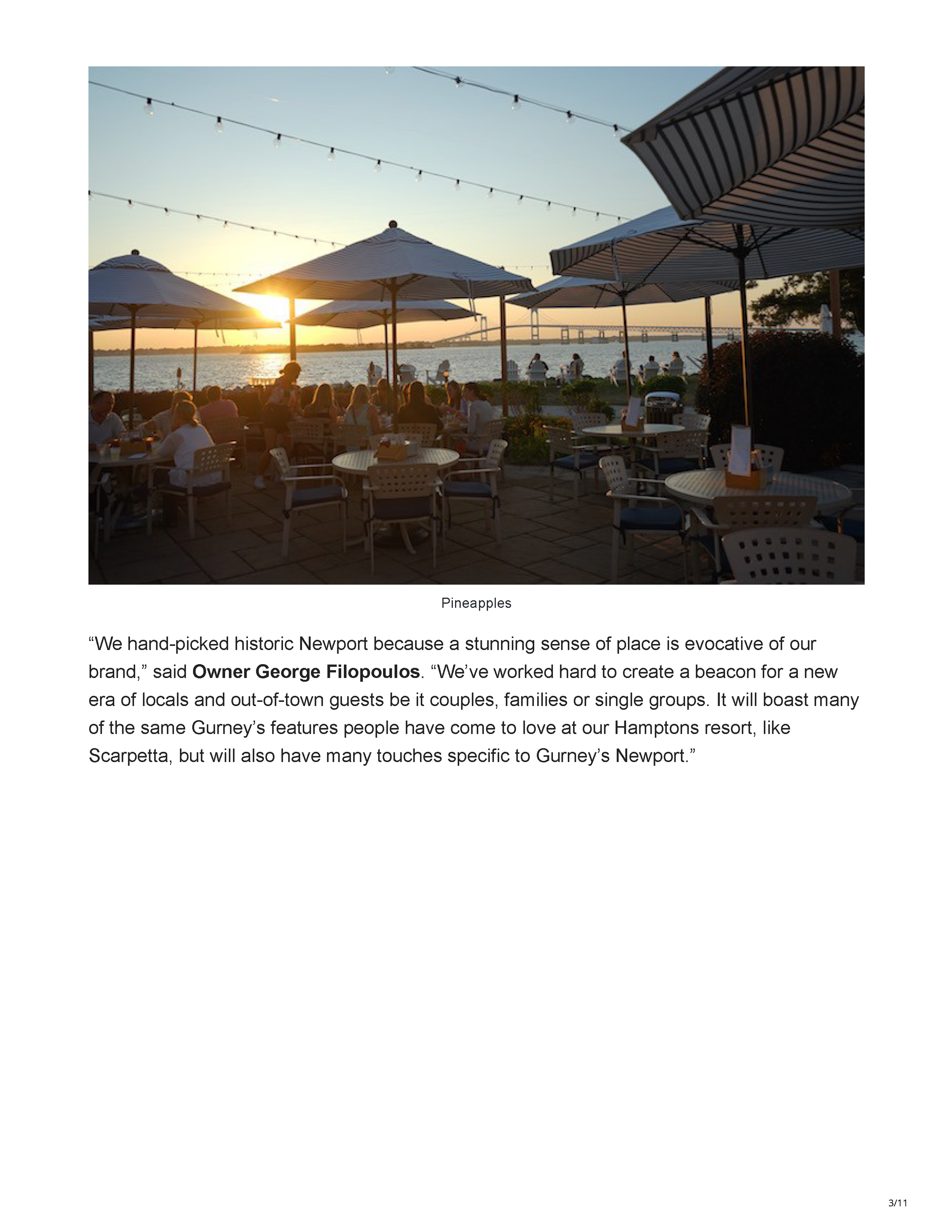Page 3 of the Haute Living article about Gurney’s Newport Resort & Marina’s $18 million transformation and its PETERMAX Co. design.