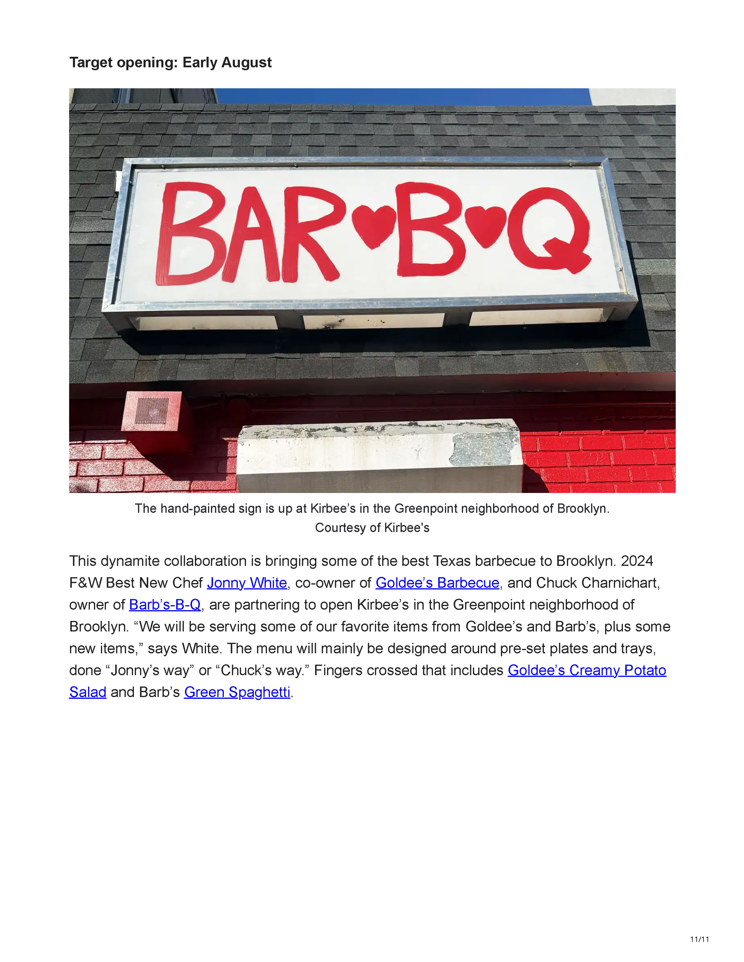 Food & Wine’s June 12, 2026 feature, The 11 Most Anticipated Restaurant Openings of Summer 2026, From F&W Best New Chefs, by Amelia Schwartz, page 11