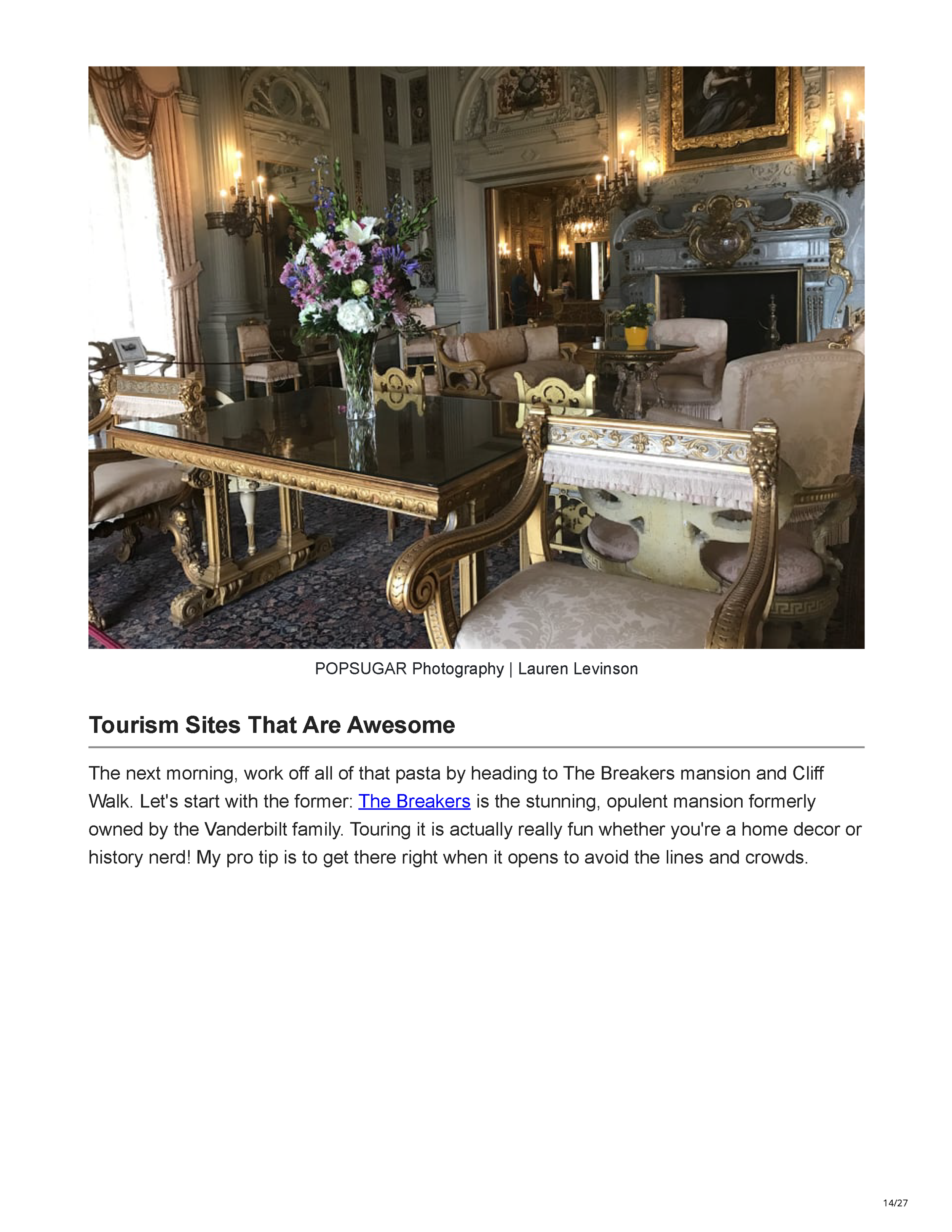 POPSUGAR’s Newport travel feature crediting Peter Max Bowden of PETERMAX Co. with the sophisticated nautical interiors of Gurney’s Newport Resort, page 14