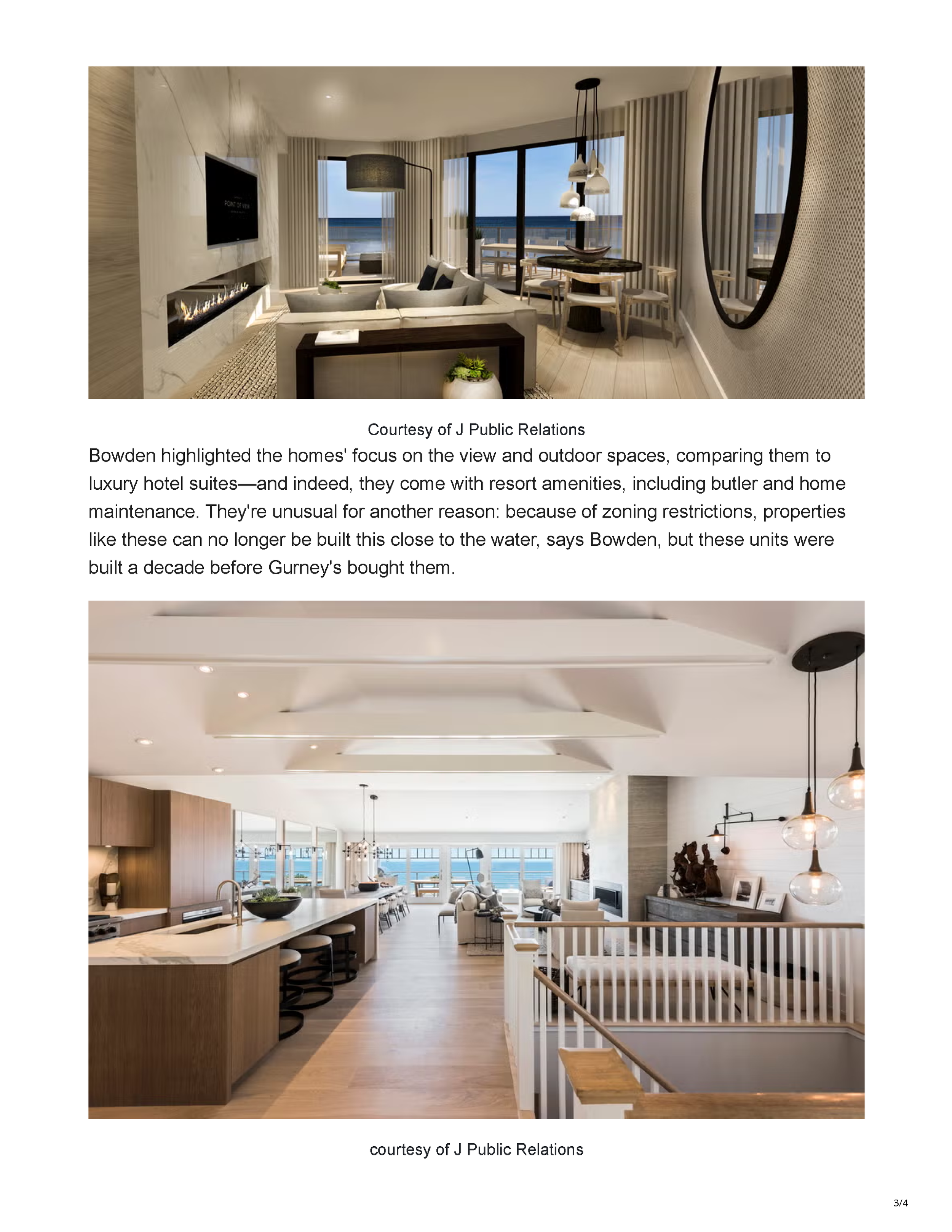Town & Country article “Take a Peek Inside the New Gurney’s Residences in Montauk,” page 3.
