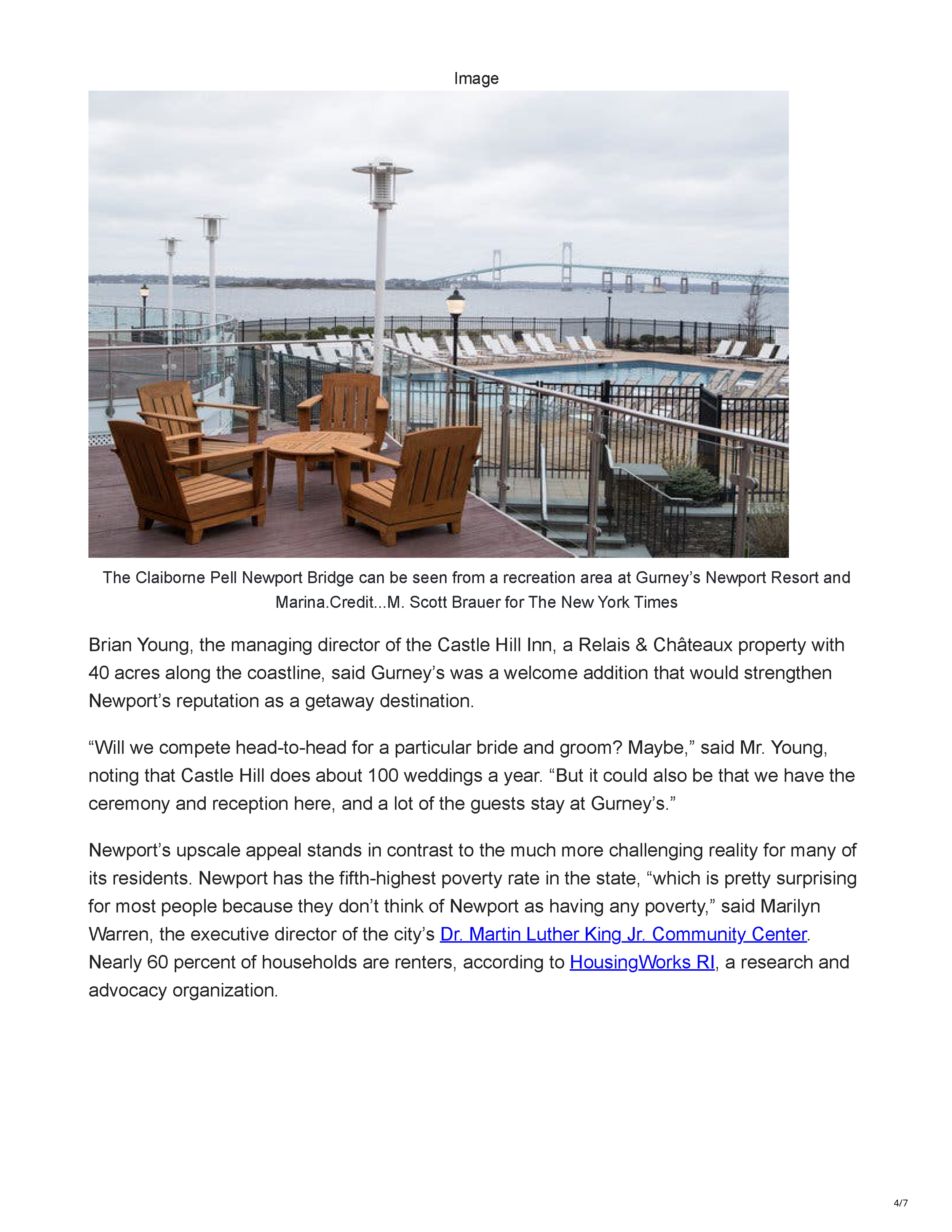 The New York Times article about the redevelopment of Gurney’s Newport Resort and Marina, page 4.