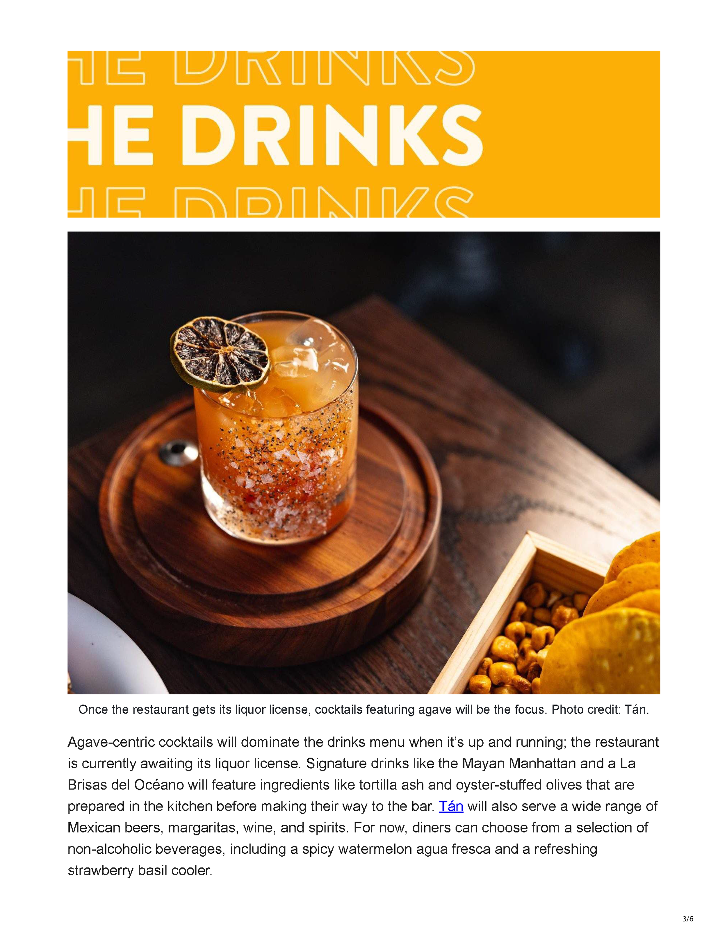 Page 3 of the OpenTable article titled A Taste of Tulum Lands in Manhattan with Mexican Seafood Restaurant Tán.
