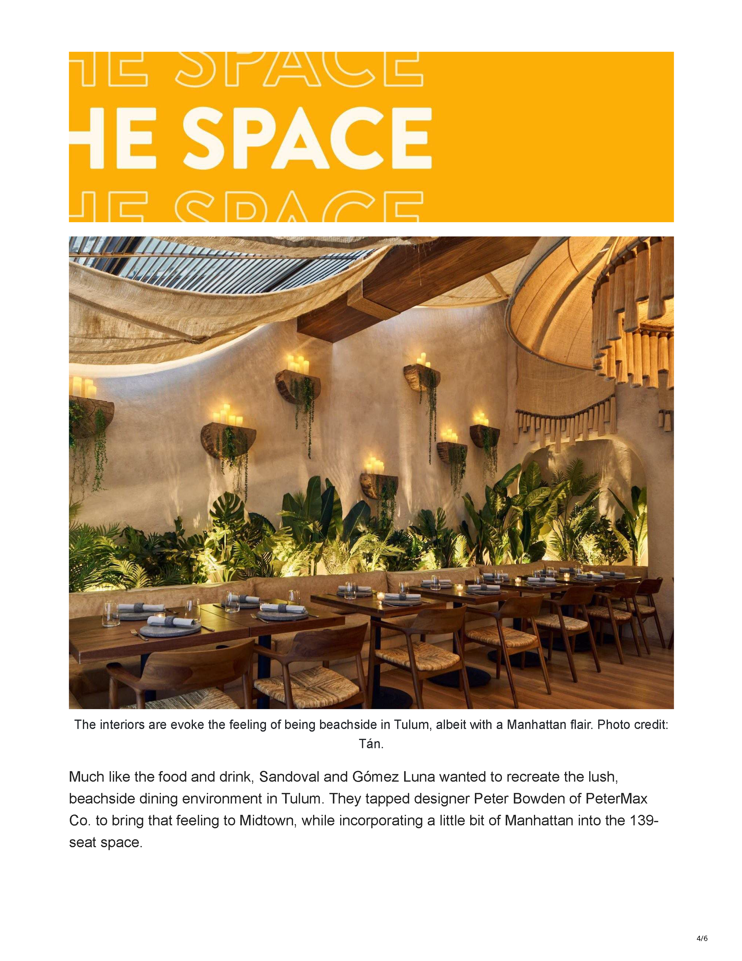 Page 4 of the OpenTable article titled A Taste of Tulum Lands in Manhattan with Mexican Seafood Restaurant Tán.