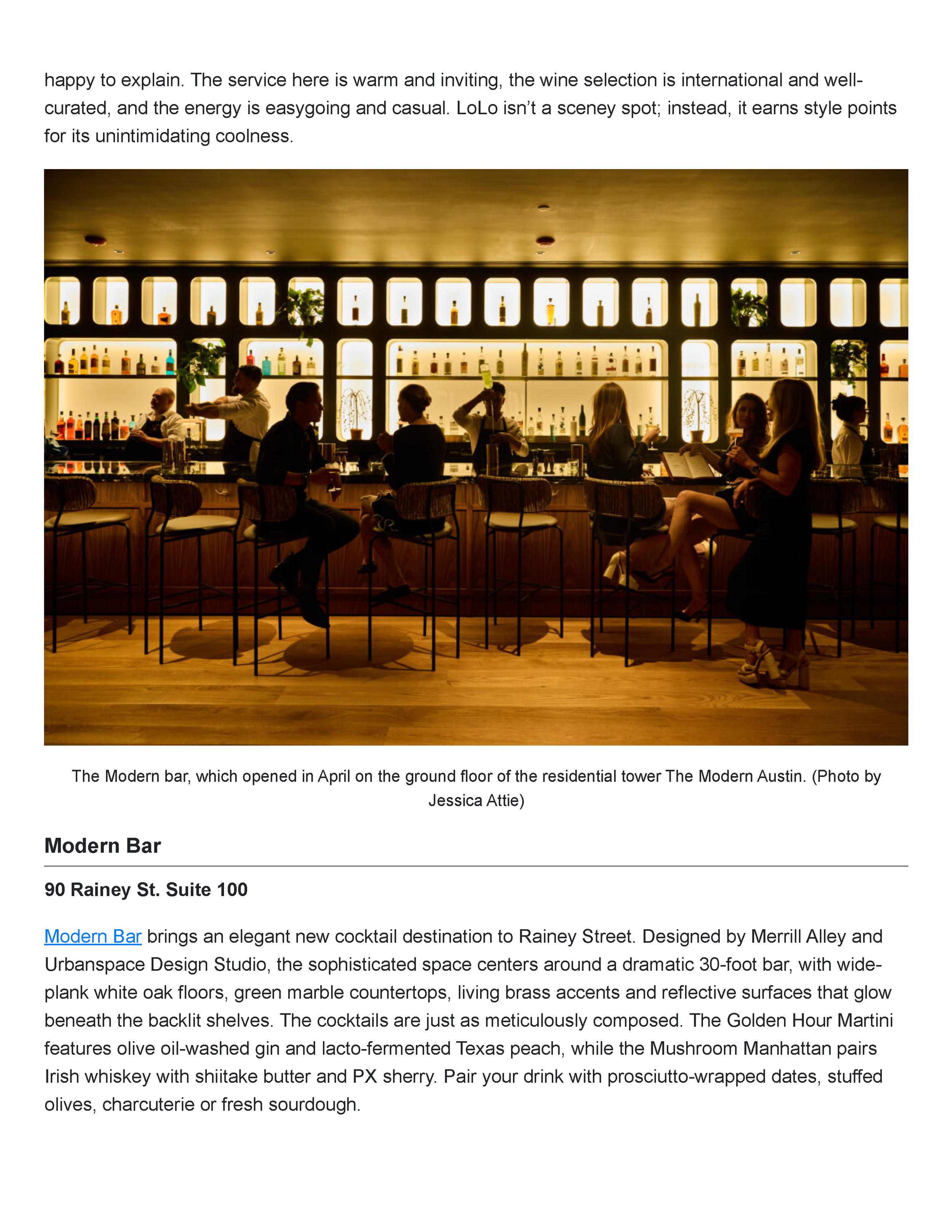 Tribeza’s Powder Room feature crediting PETERMAX founder and creative director Peter Maxwell Bowden with the Austin cocktail lounge’s interior design, Page 15.