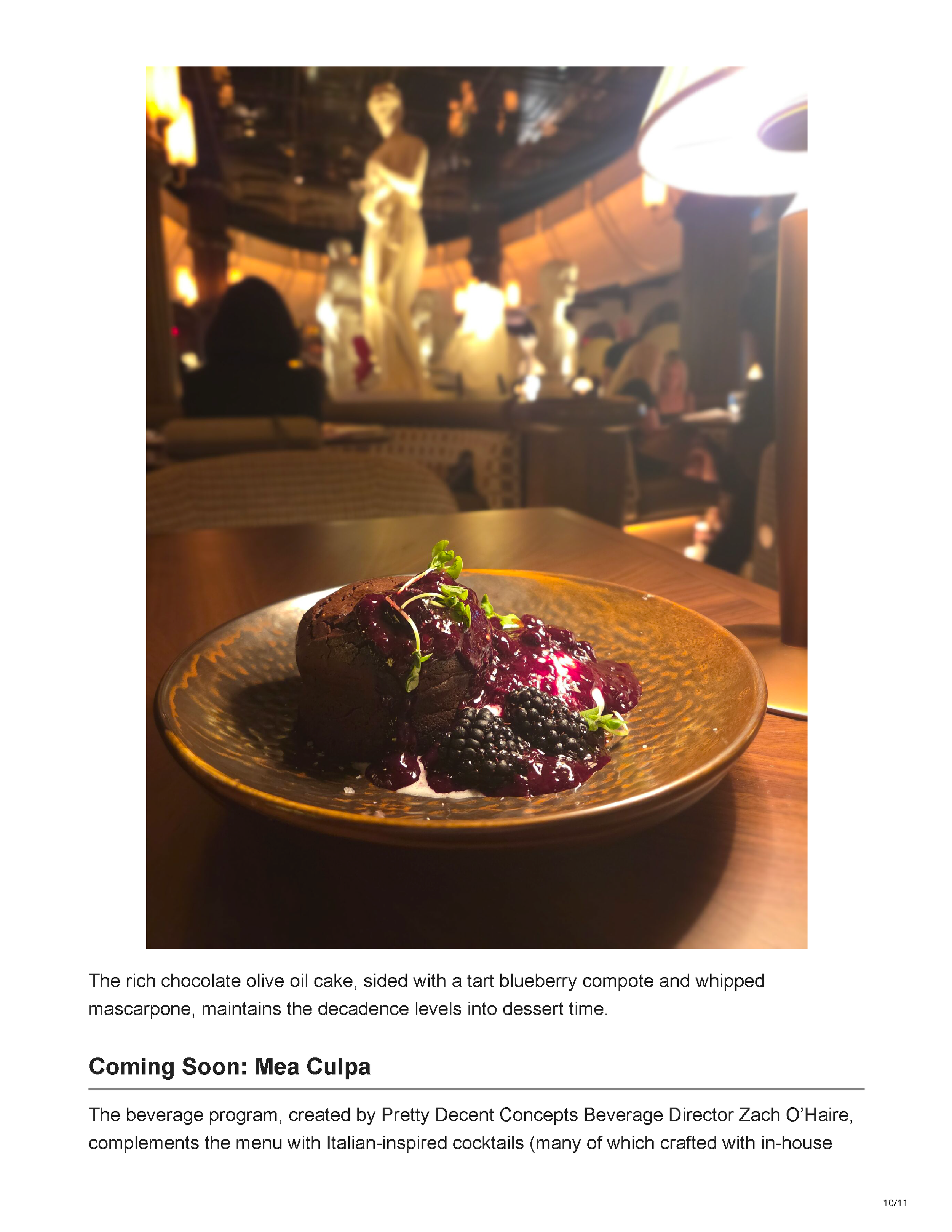 Fabulous Arizona article page announcing the opening of Roman God of Fire in Tempe, Arizona, and the restaurant’s statue-filled interior, page 10.