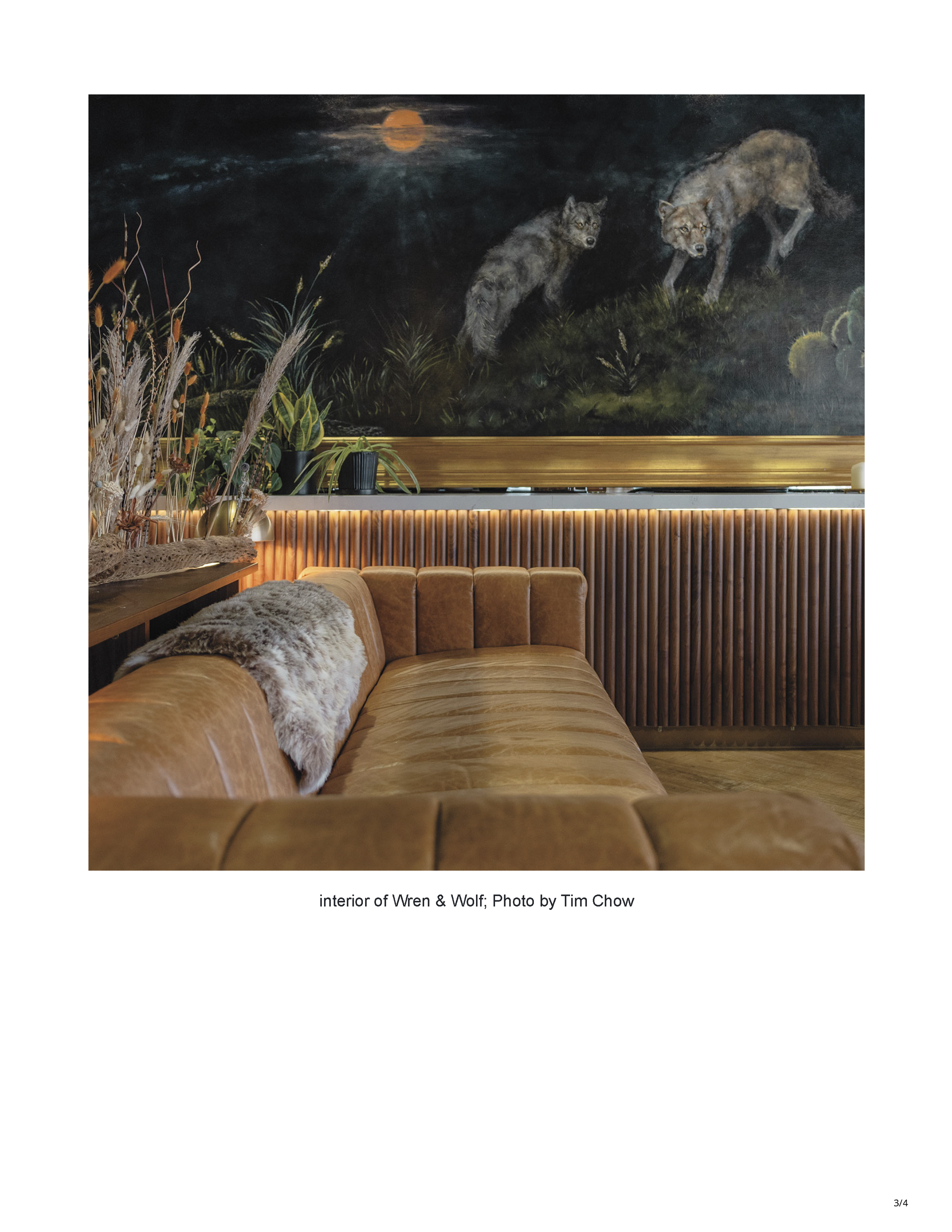 Phoenix Magazine article page featuring a dining review of Wren & Wolf with a photograph of Peruvian ceviche, page 3.