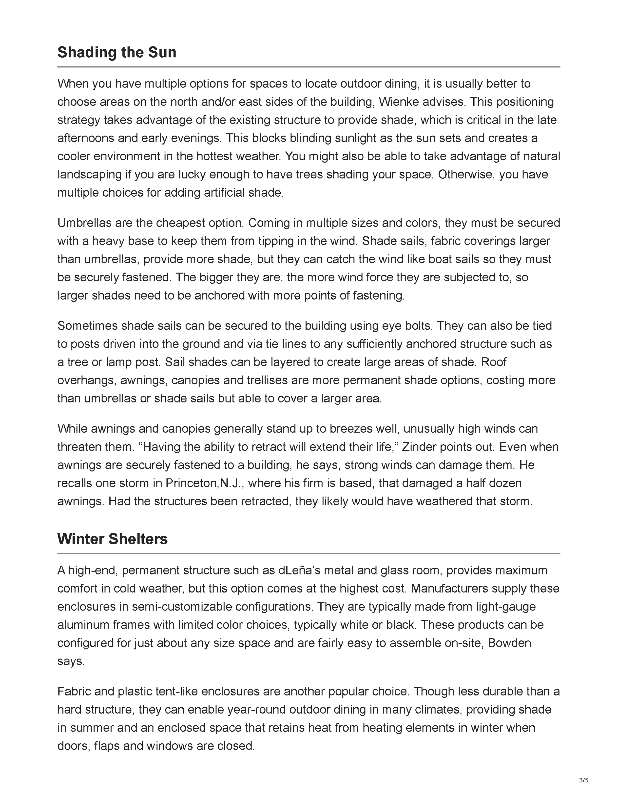 Restaurant Development + Design’s article “Form + Function: Outdoor Dining,” introducing the continued importance of thoughtfully planned restaurant patios, page 3.