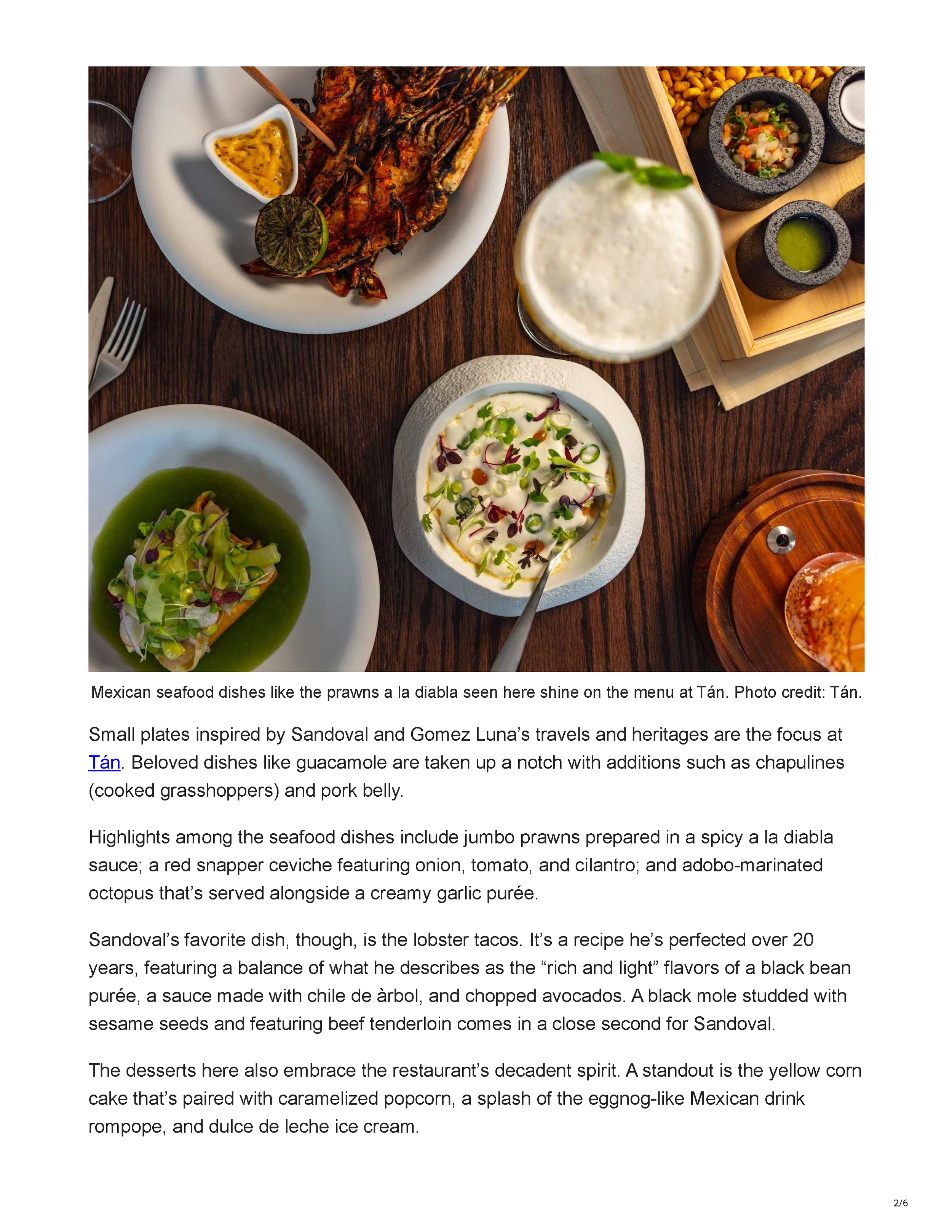 Page 2 of the OpenTable article titled A Taste of Tulum Lands in Manhattan with Mexican Seafood Restaurant Tán.