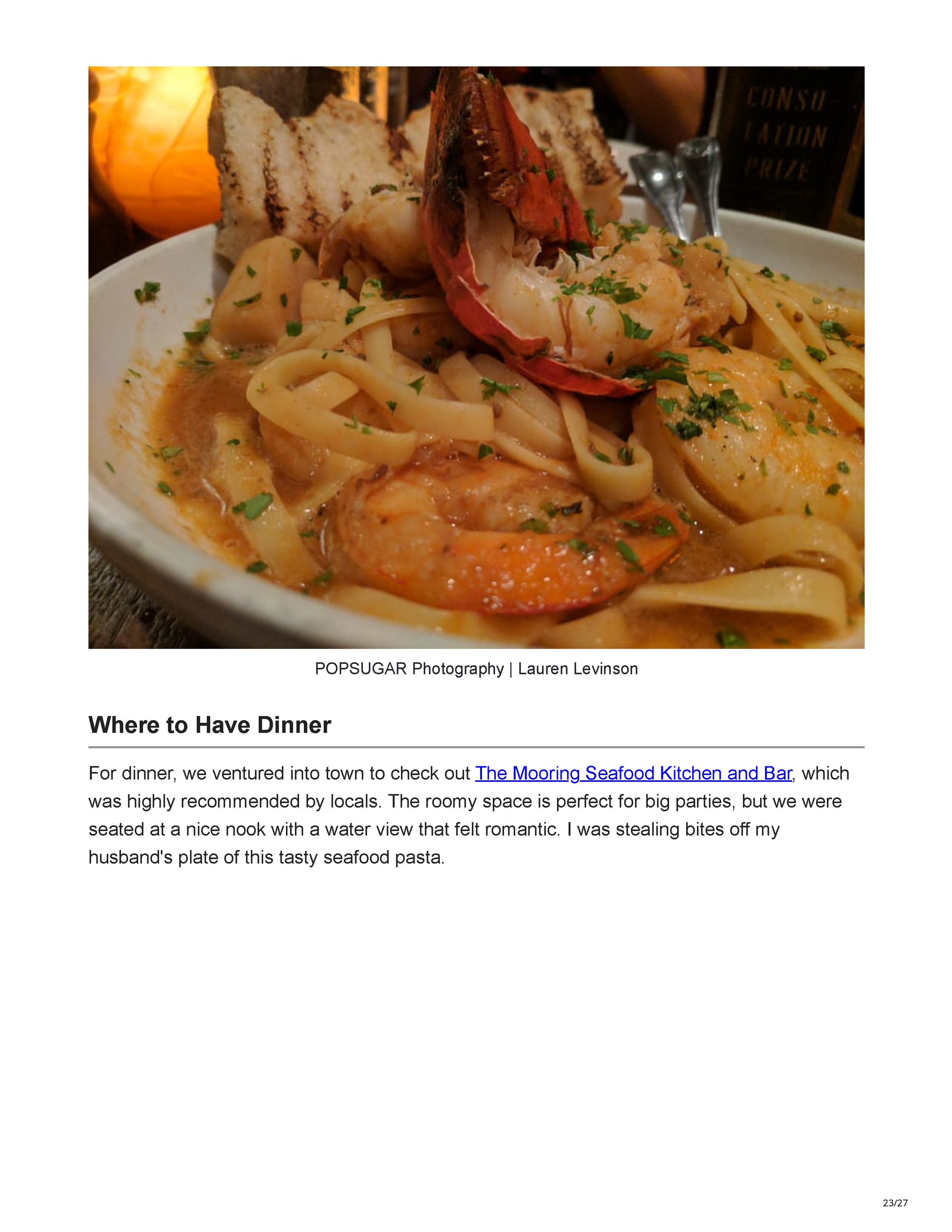 POPSUGAR’s Newport travel feature crediting Peter Max Bowden of PETERMAX Co. with the sophisticated nautical interiors of Gurney’s Newport Resort, page 23