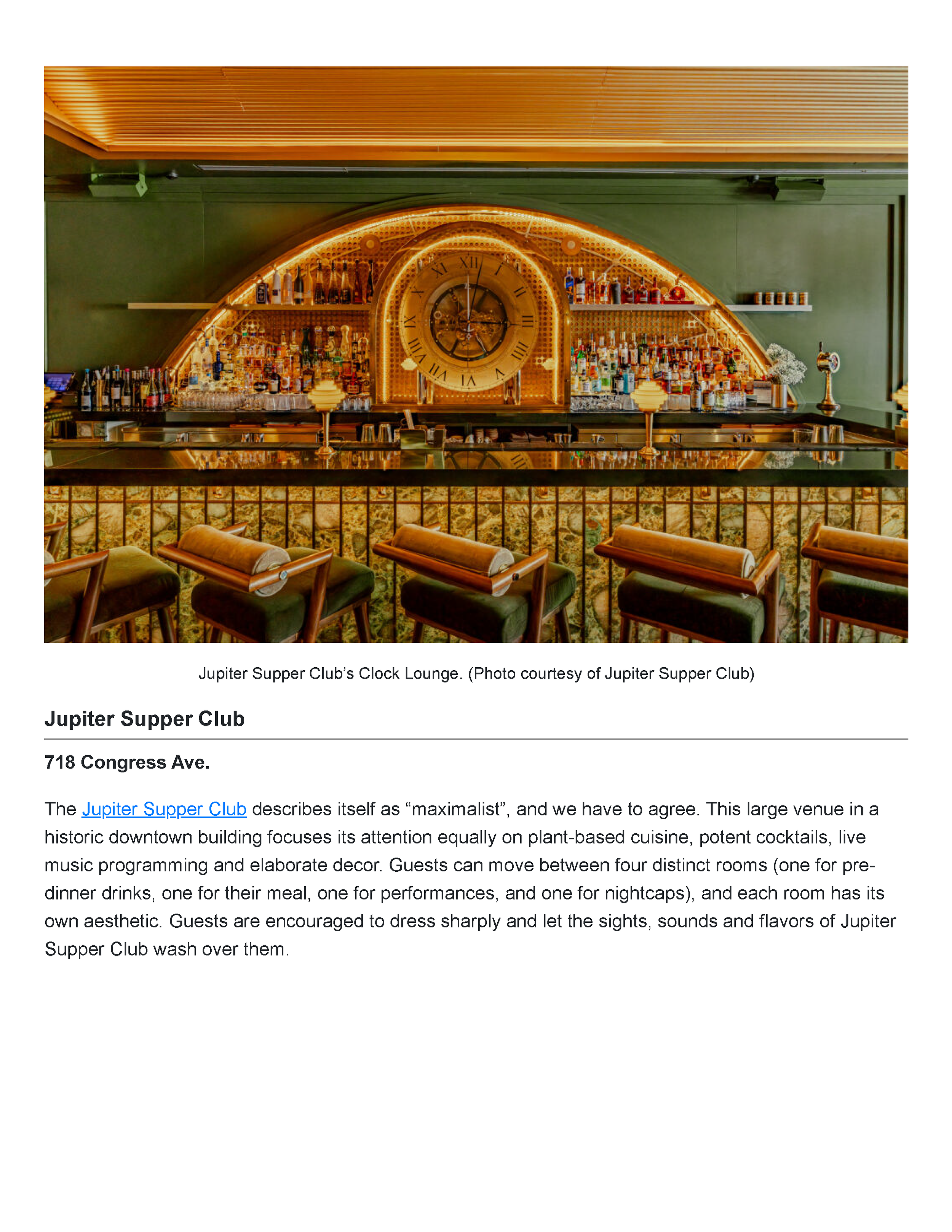Tribeza’s Powder Room feature crediting PETERMAX founder and creative director Peter Maxwell Bowden with the Austin cocktail lounge’s interior design, Page 3.