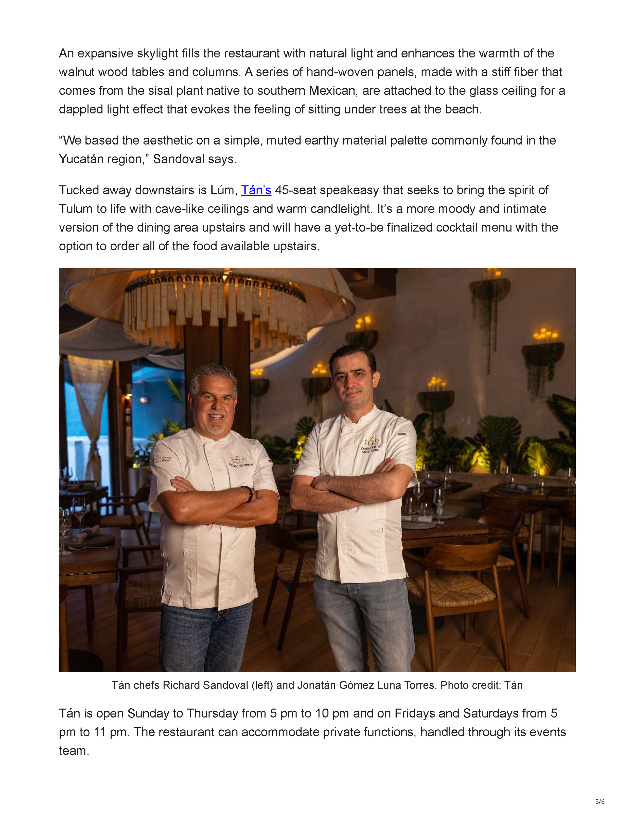 Page 5 of the OpenTable article titled A Taste of Tulum Lands in Manhattan with Mexican Seafood Restaurant Tán.