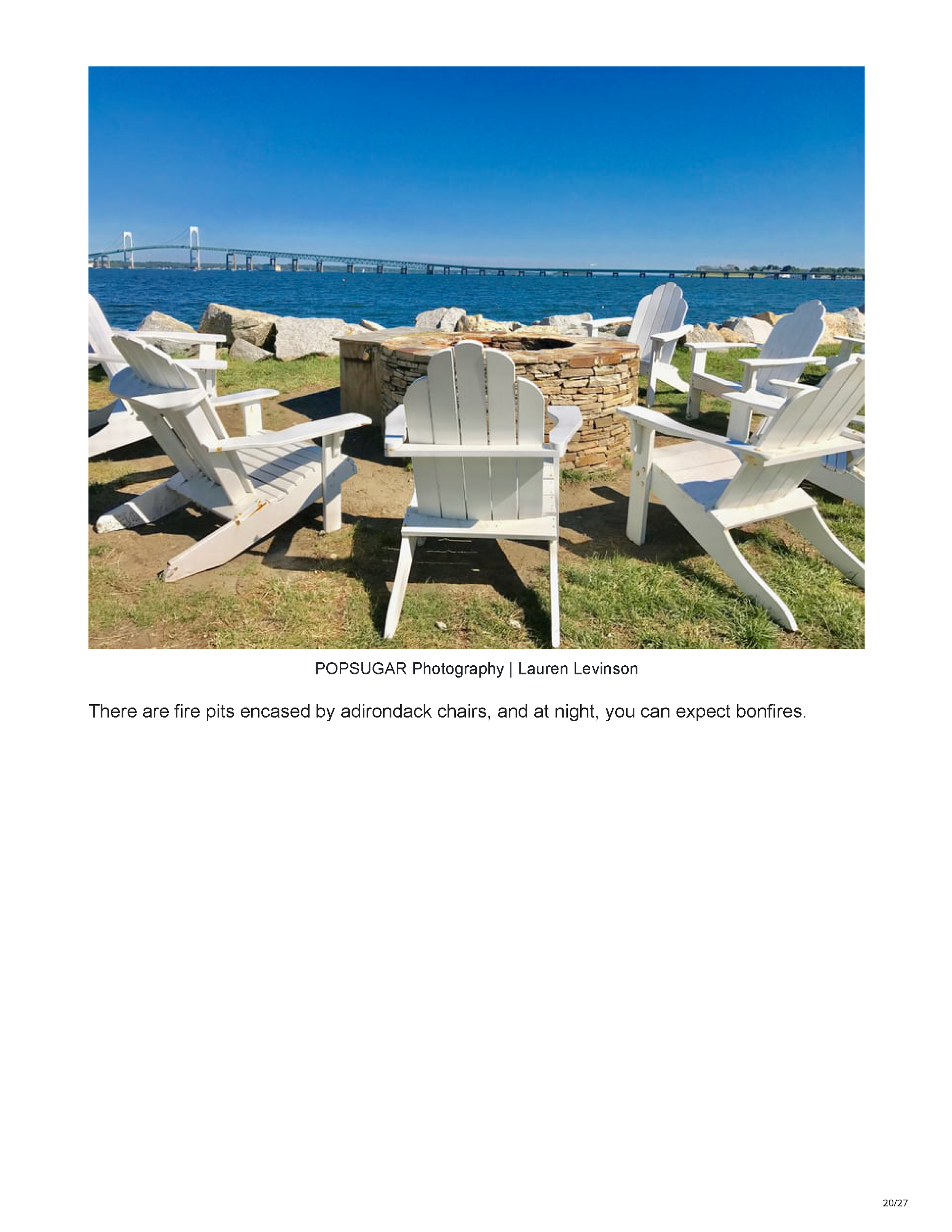 POPSUGAR’s Newport travel feature crediting Peter Max Bowden of PETERMAX Co. with the sophisticated nautical interiors of Gurney’s Newport Resort, page 20