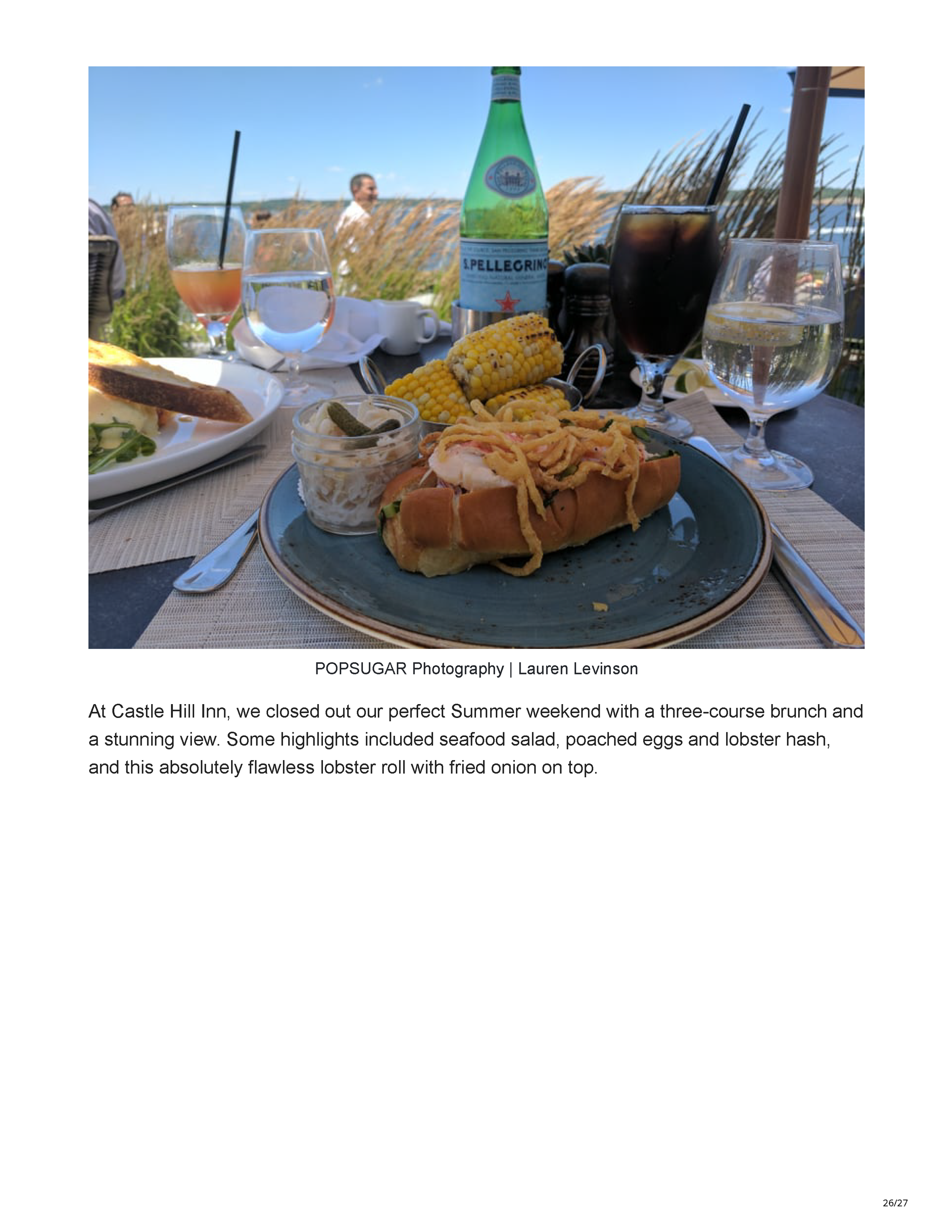 POPSUGAR’s Newport travel feature crediting Peter Max Bowden of PETERMAX Co. with the sophisticated nautical interiors of Gurney’s Newport Resort, page 26