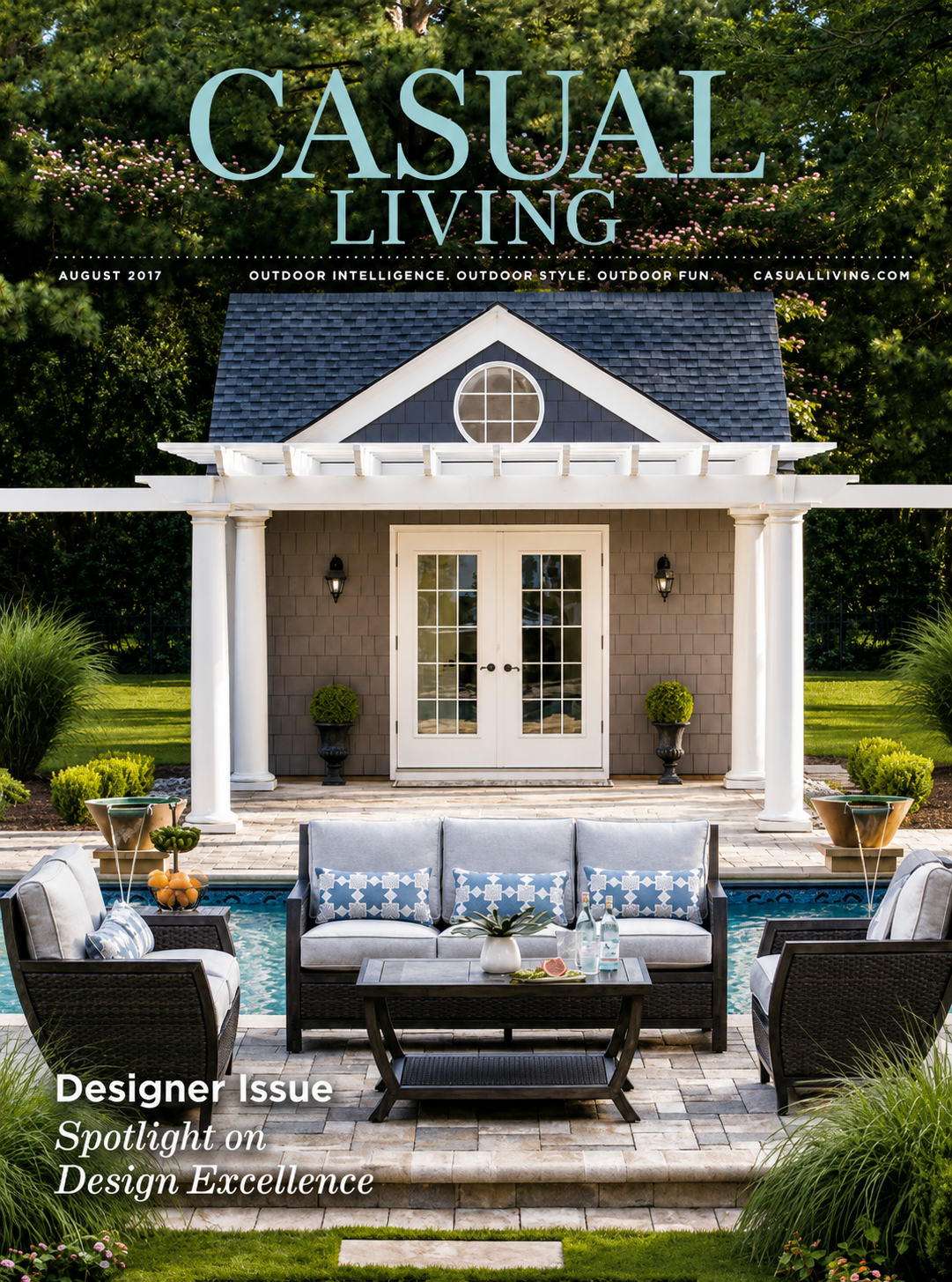 First page (cover image) of the Casual Living feature “Designing to the Max,” introducing Peter Maxwell Bowden as the designer behind the revamp of Gurney’s Newport Resort & Marina.