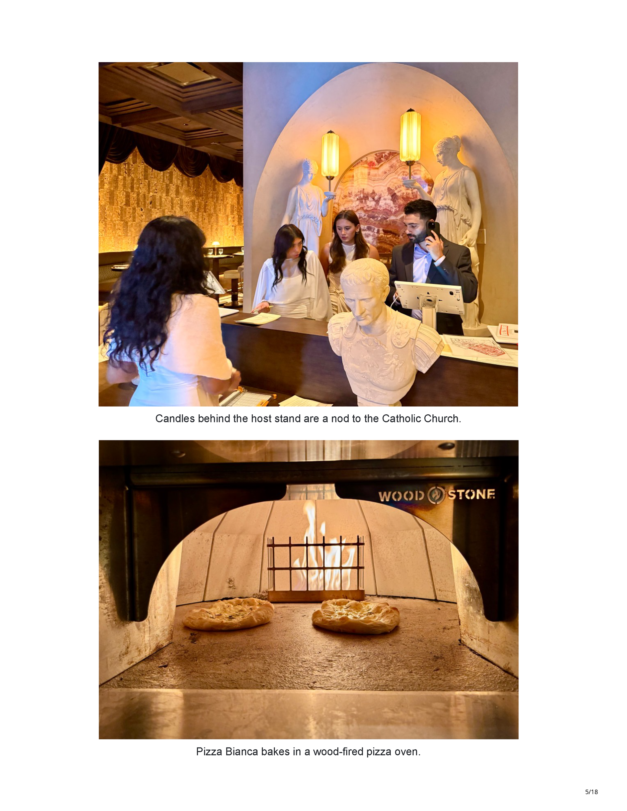 Fifth page of the Phoenix New Times feature showing Roman God of Fire’s sculptural host stand and wood-fired stone oven.