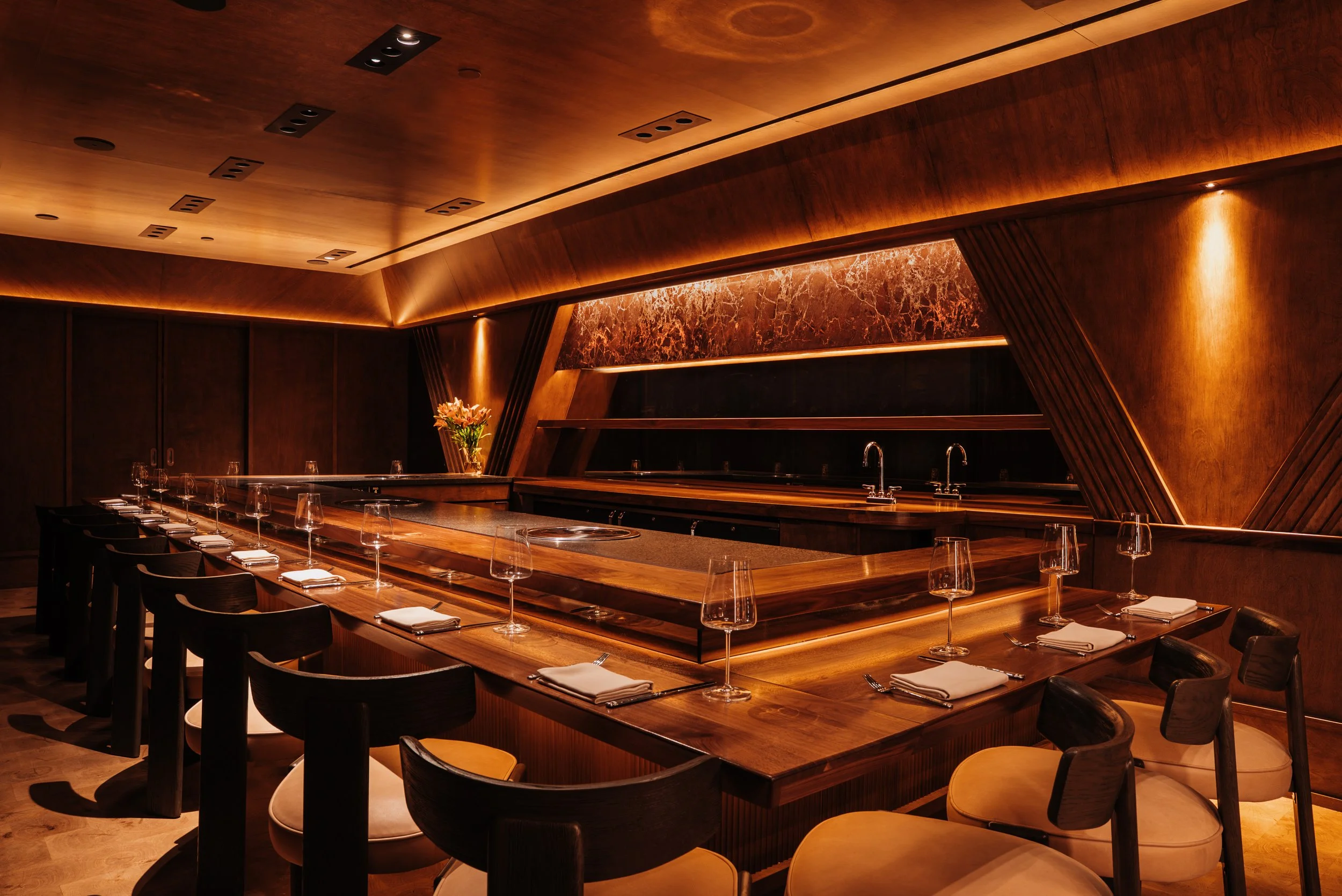 Interior of Uppercut in Phoenix, a PETERMAX Co.-designed steak omakase restaurant and 2026 Gold Key Awards finalist for Restaurant Upscale Dining.