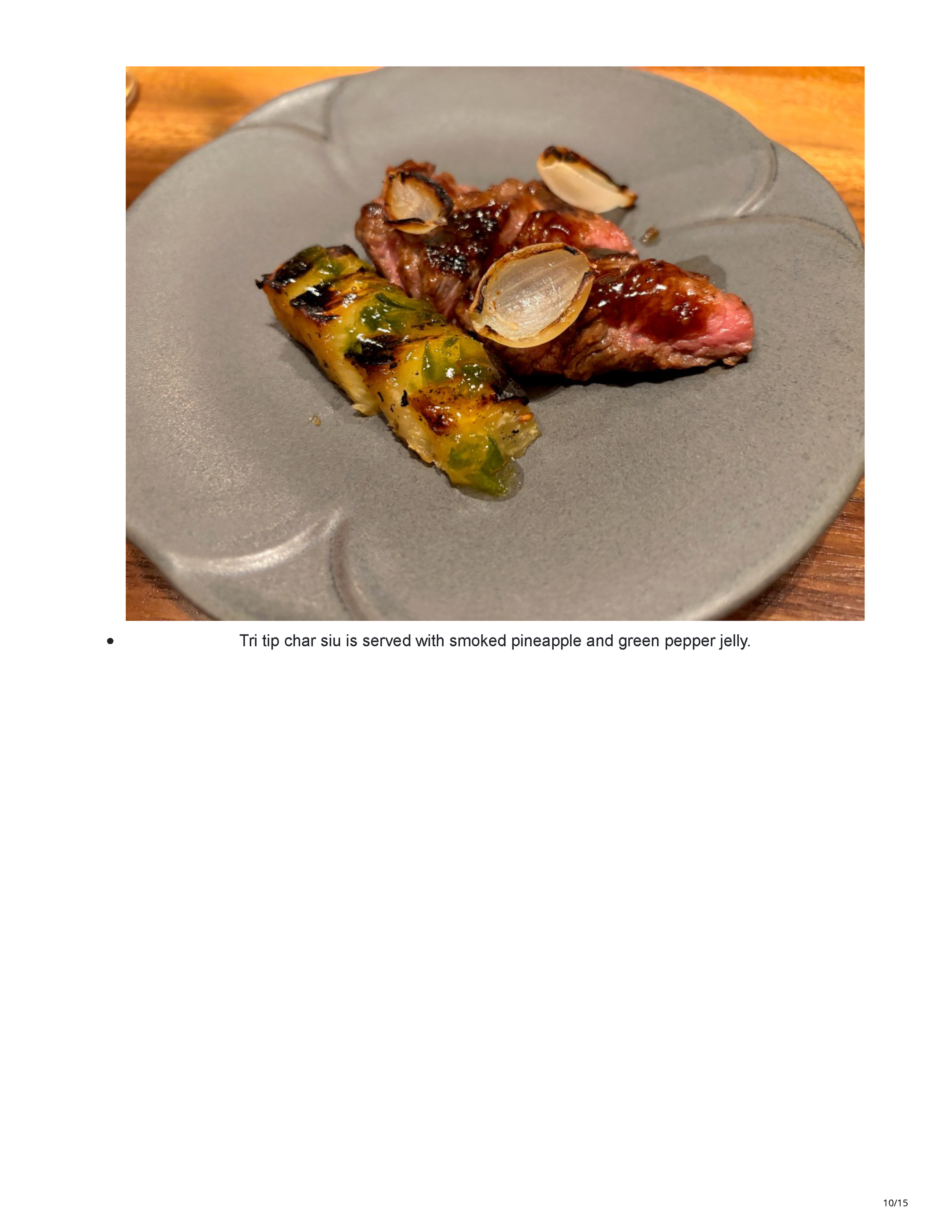 Tri-tip char siu served with smoked pineapple and green pepper jelly at Uppercut.