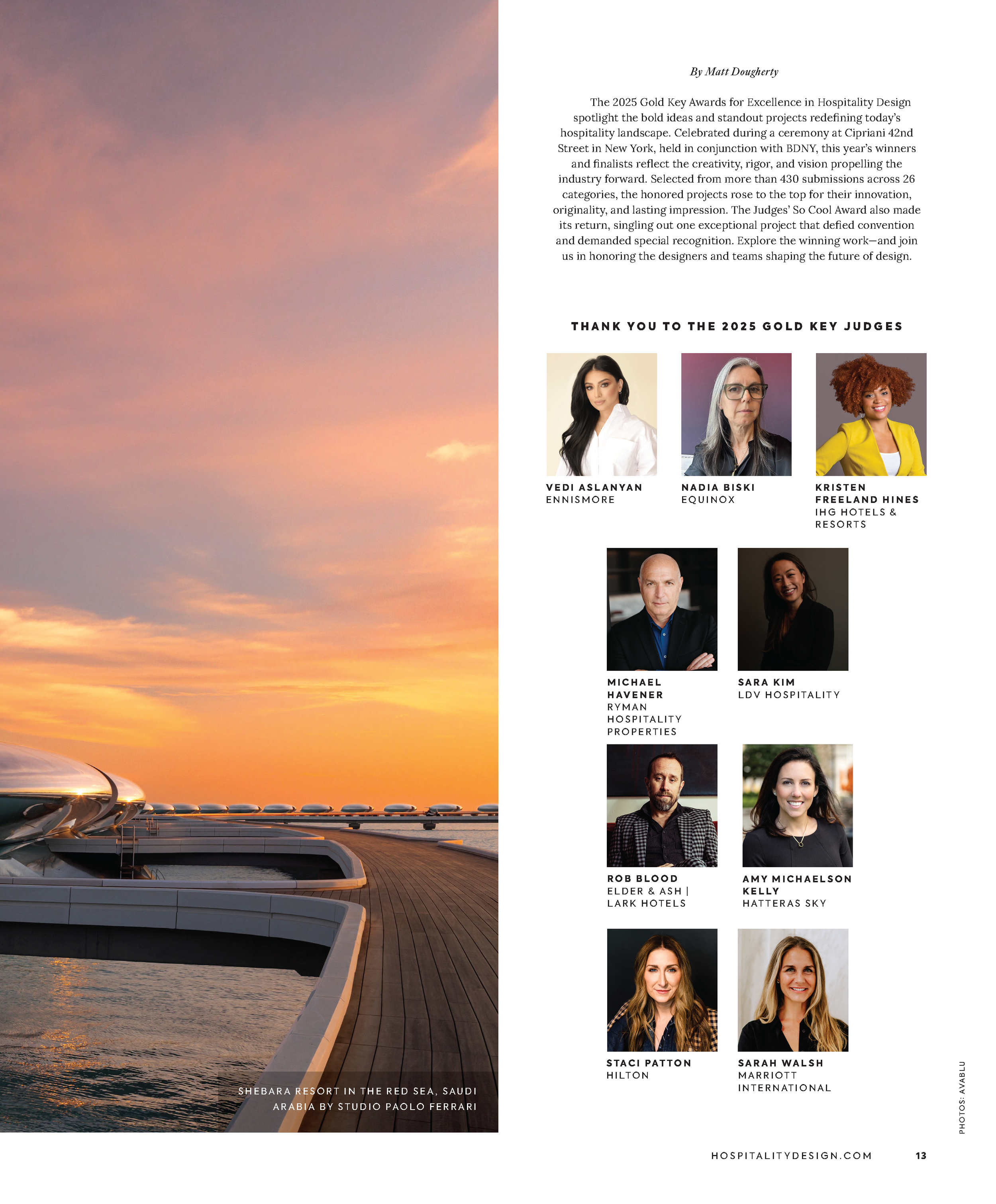 Boutique Design feature highlighting Carry On Airlines as the 2025 Gold Key Award winner in the Bar, Club & Lounge category, Page 4.