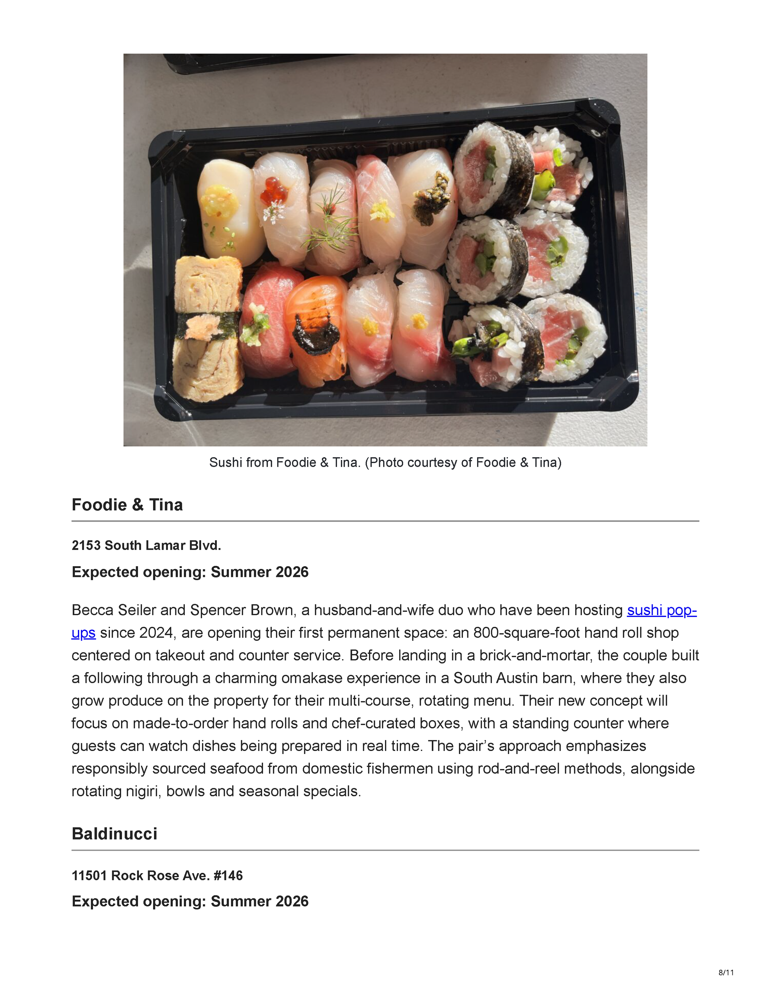 TRIBEZA’s article “Austin’s Most Anticipated Restaurant and Bar Openings,” introducing the new dining concepts expected to open across Austin in 2026, page 8