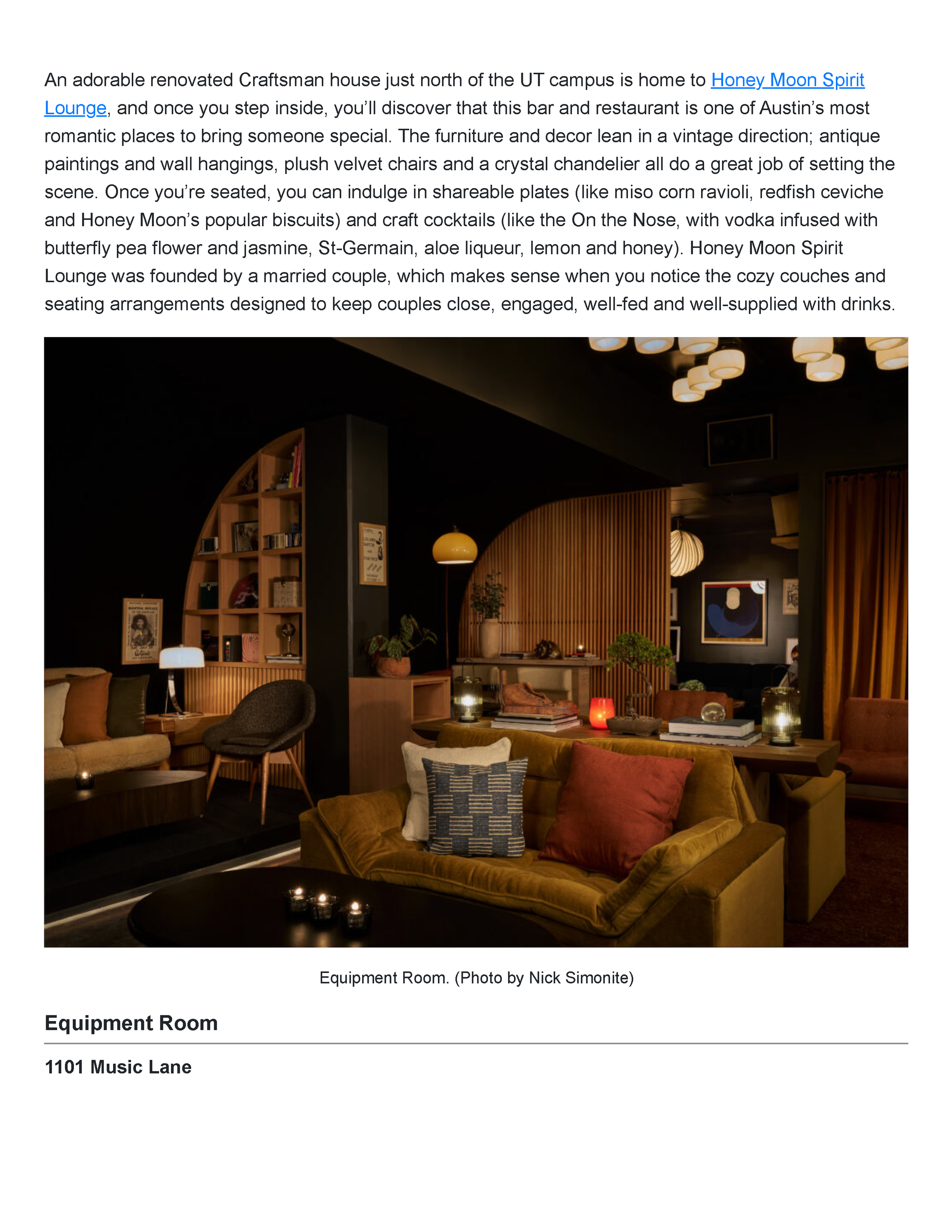 Tribeza’s Powder Room feature crediting PETERMAX founder and creative director Peter Maxwell Bowden with the Austin cocktail lounge’s interior design, Page 6.