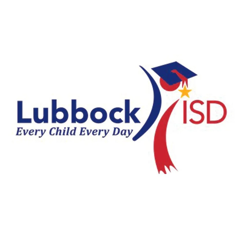 Lubbock ISD logo featuring a graduation cap, star, and text 'Lubbock ISD' with the slogan 'Every Child Every Day'.