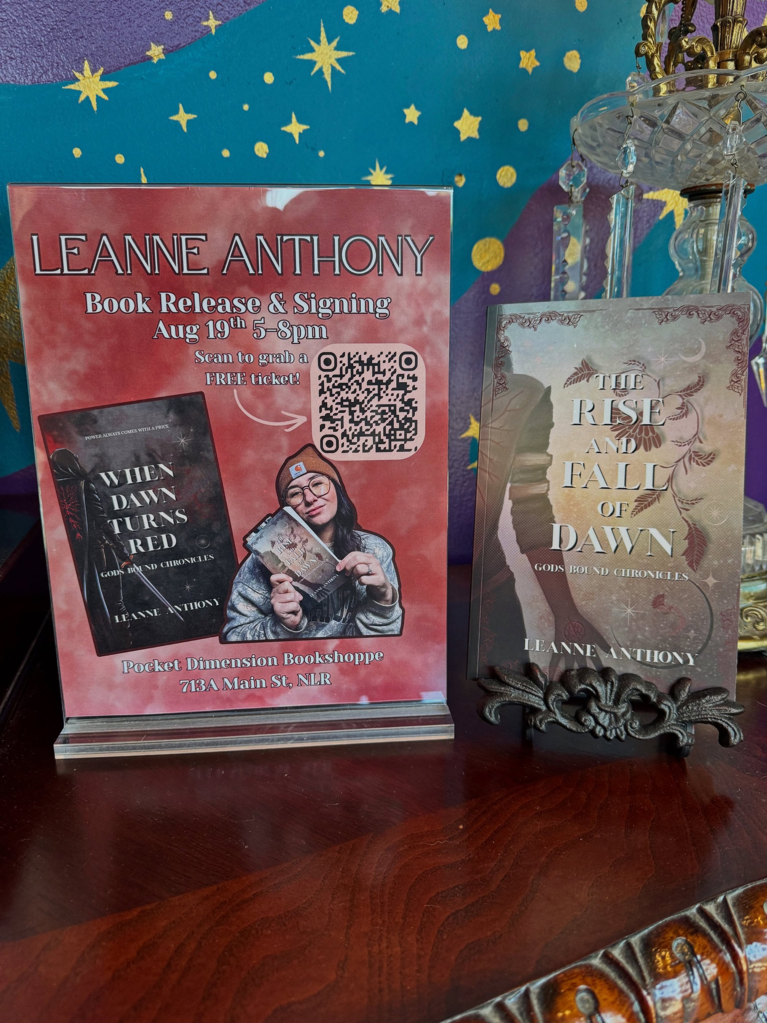 Today is release day for &ldquo;When Dawn Turns Read&rdquo;, the. second book in her Gods Bound Chronicles, by @leanne_anthony_author ! 🎊🎉 

And TOMORROW (8/19) we&rsquo;ll be hosting her from 5-8 for a book signing in our Reading Room! 🫶🏻🫶🏻🫶?