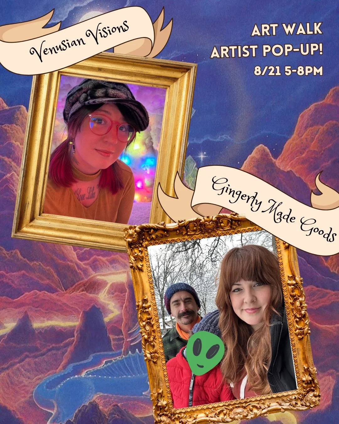 @argentaarts 3rd Friday Artwalk is tomorrow! As usual, Pocket Dimension Bookshoppe will have TWO LOCAL ARTISTS in the Reading Room. Stop by and check them out! 

Our featured artists this month are: Venusian Visions &amp; Gingerly Made Goods!

@venus