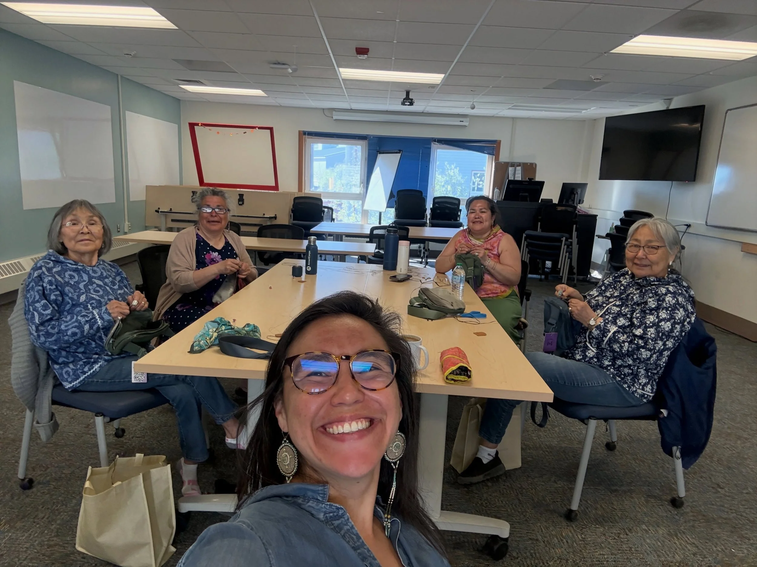 Quyana to Coastal Villages Region Fund-atrun for making this sealskin crossbody workshop possible. And quyana to the Kuskokwim Campus for partnering and hosting this workshop &hearts;️ If you are in Mamterrilleq and have been displaced by Typhoon Hal