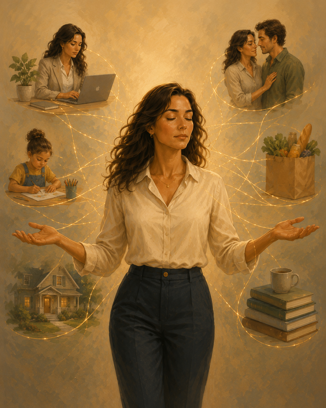 Woman managing everything alone