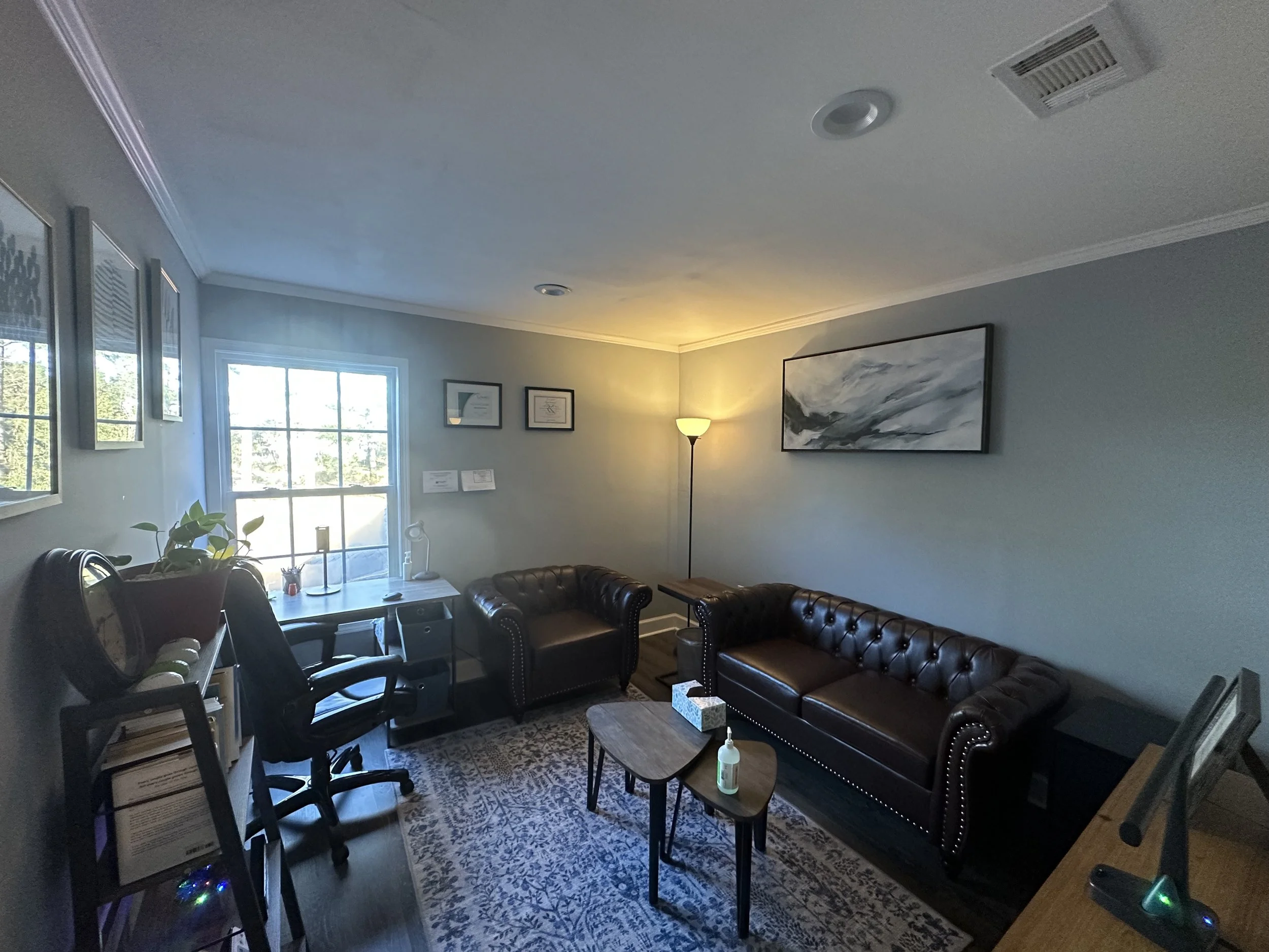 Office interior of Black female therapist, African American female therapist, Breitenbach Counseling and Consulting, LLC