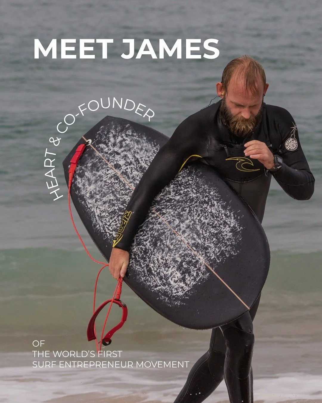 MEET JAMES &mdash; THE HEART BEHIND SURFPRENEURS 🌍
From early ferry rides to family mornings, surf sessions, and building one of the most inspiring surf business communities in the world, James has been riding the wave of connection, creativity, and