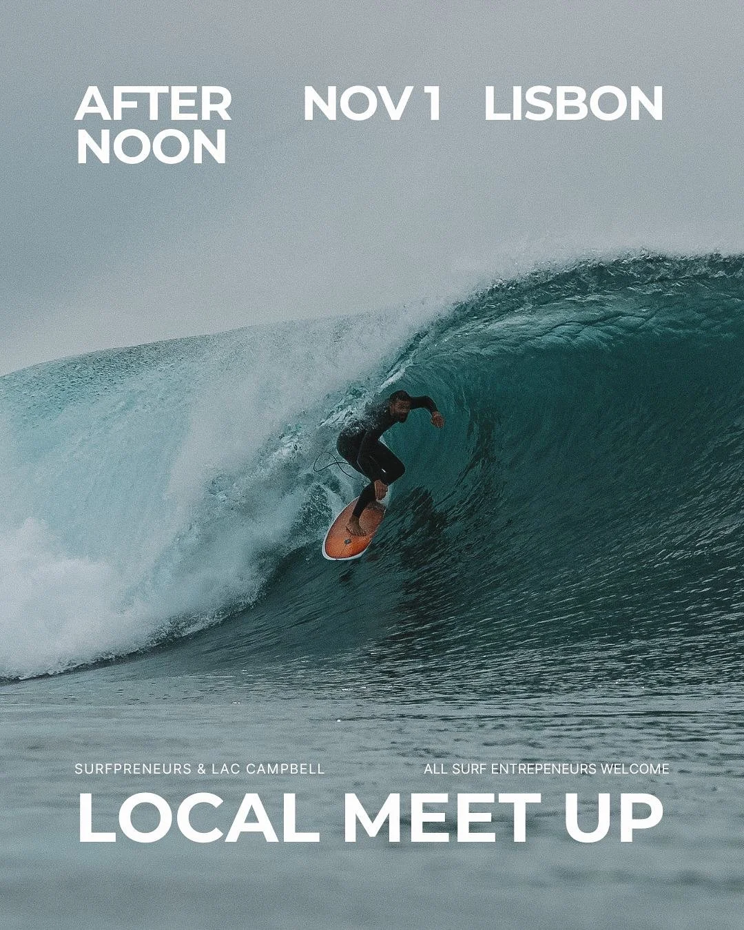 Surfpreneurs Meet-Up: Lisbon Edition!
Join us on November 1st for an afternoon of connection, creativity, and community with Surfpreneurs &amp; @thesurfingcopywriter.

We&rsquo;re gathering entrepreneurs, surf lovers, and creators in Lisbon, Portugal