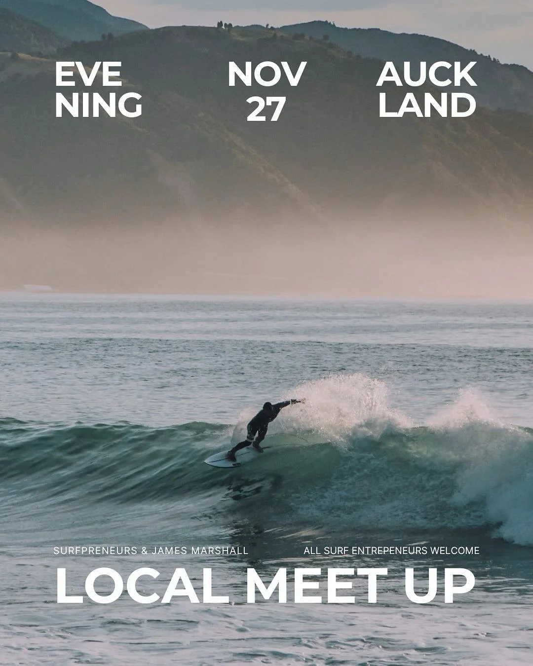 Surfpreneurs Auckland Meetup
An easygoing evening for ocean-loving creatives, founders, and dreamers.
If you&rsquo;re building something in the surf world, craving real connection, or simply keen to meet people who speak your language&mdash;this one&
