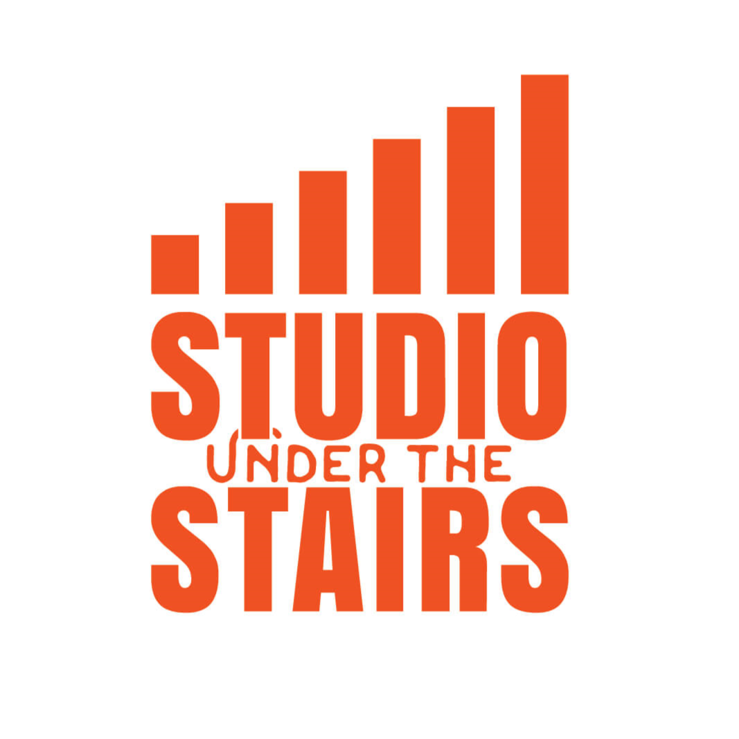 Logo for 'Studio Under the Stairs' featuring orange text and ascending bar graph design.