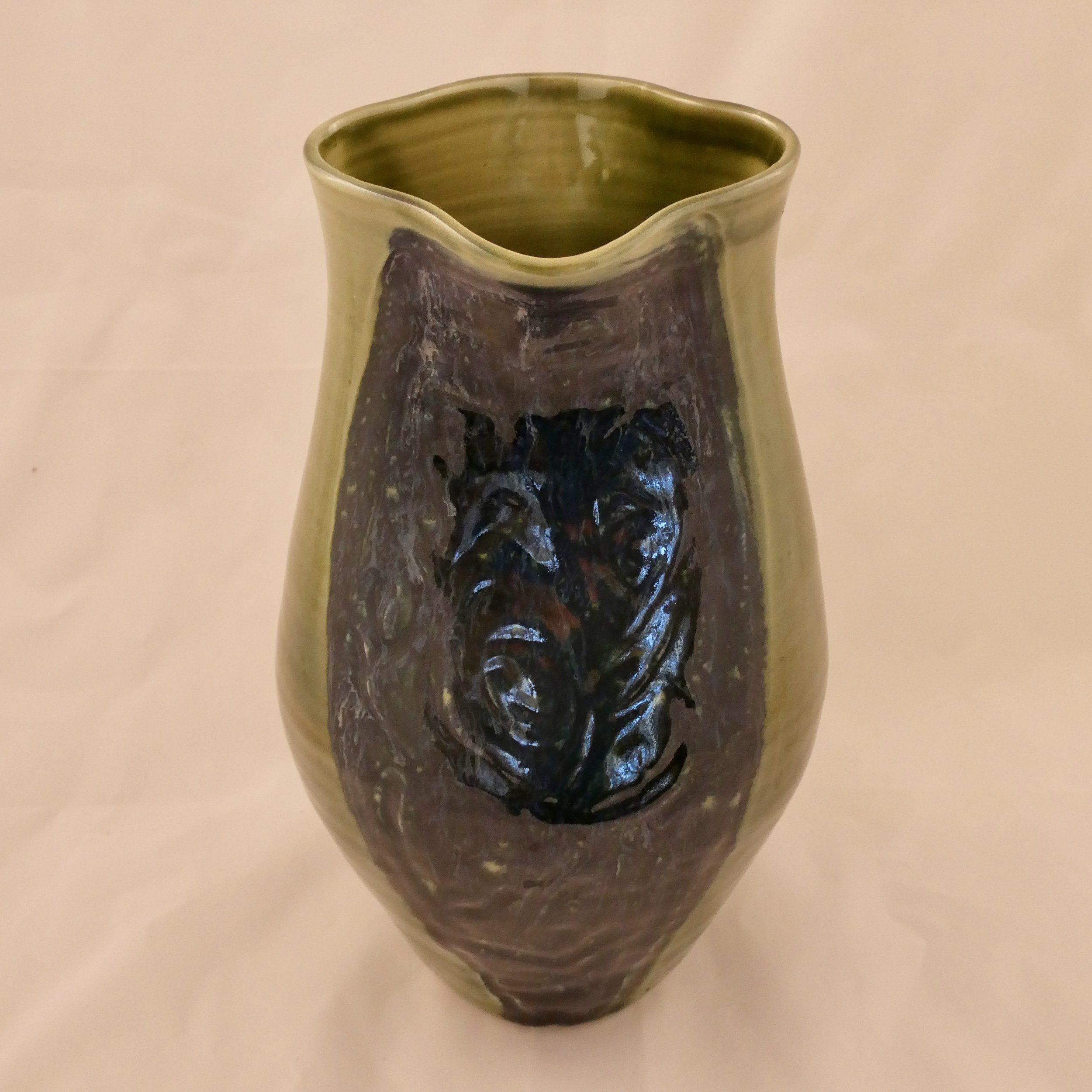 Green and Cobalt Quatrefoil Vase.jpeg