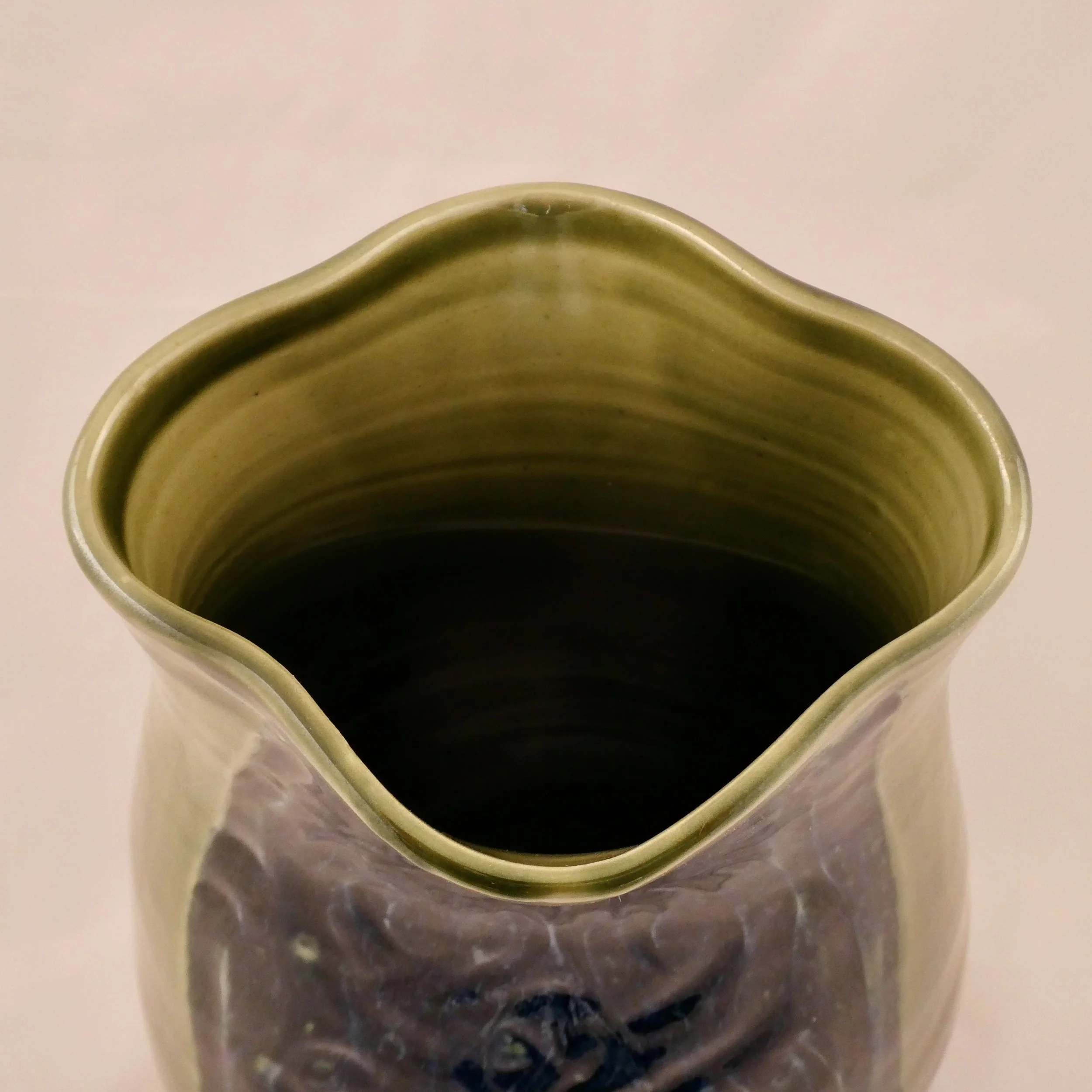 Green and Cobalt Quatrefoil Vase.jpeg
