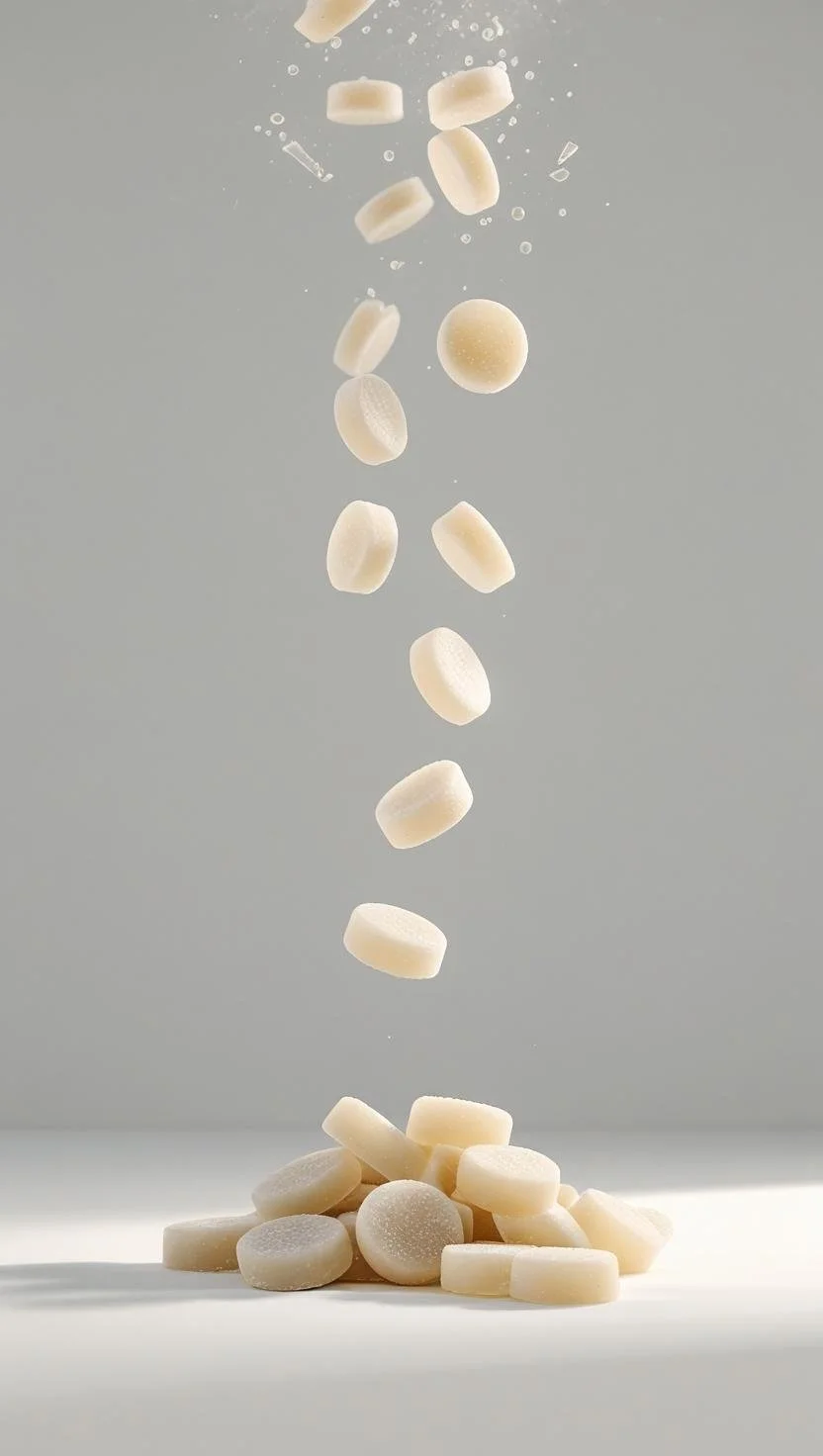 Gummies falling from above.