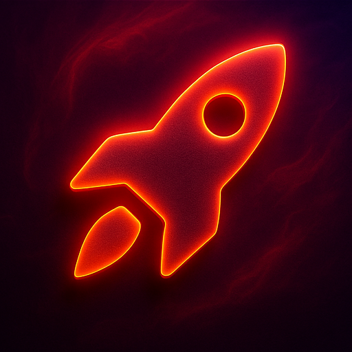Stylized red neon rocket icon symbolizing launch, innovation, and digital growth for Nexline Marketing.