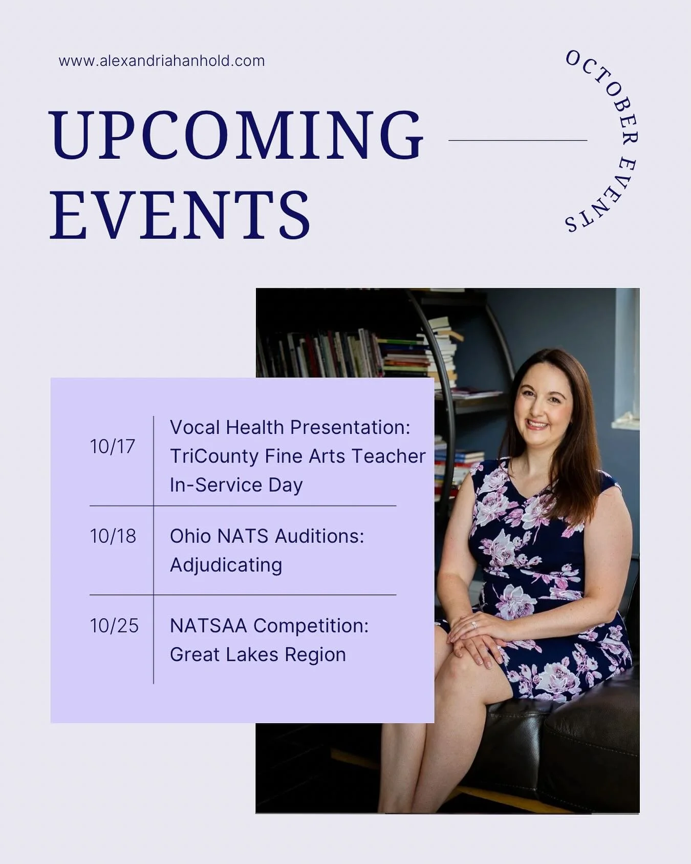 🎶Exciting October ahead!🍁

✨10/17 Presenting on Healthy Voices in the Choral Classroom for the Tri-County (Ashland, Wayne, Holmes) Fine Arts Teacher In-Service Day
✨10/18 Returning the my alma mater, The Ohio State University, to adjudicate the Ohi
