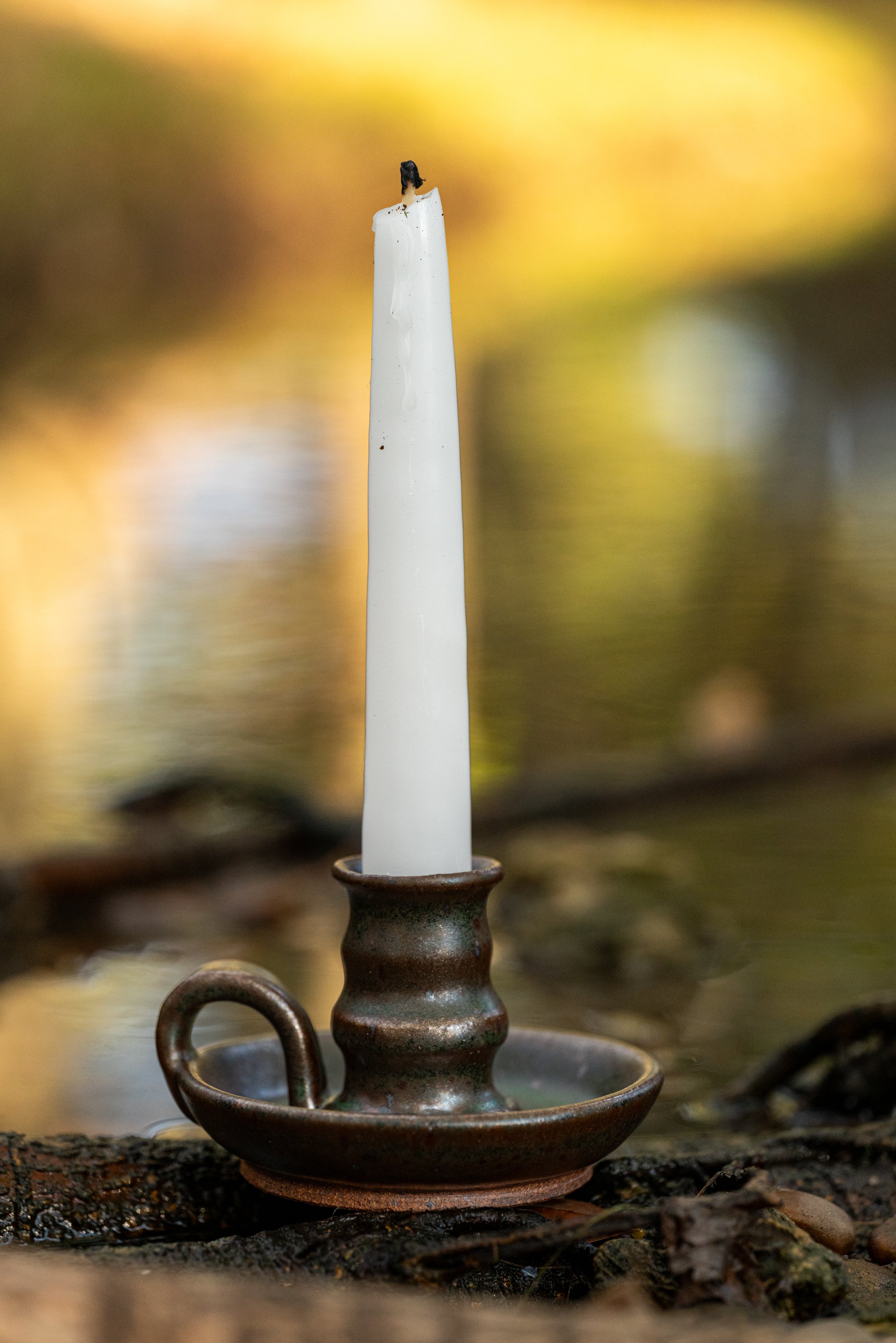 Tall Green Candlestick Holder