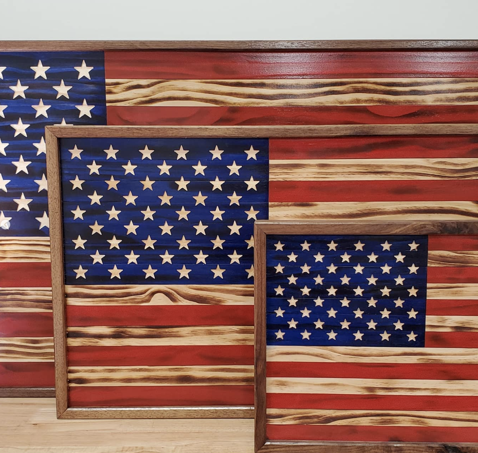 Multiple sizes of American flag cutting boards