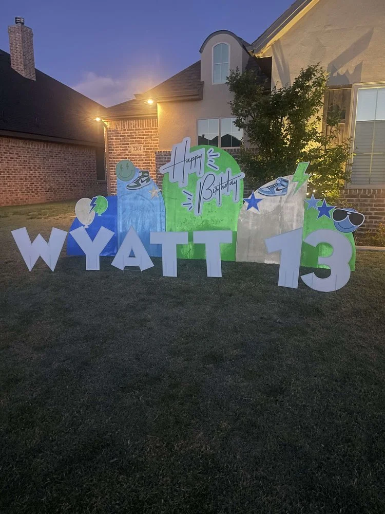 Happy 50th anniversary yard sign setup in Levelland, TX