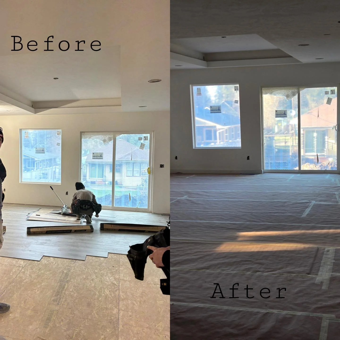 Flooring installed, wrapped, and ready for paint ✅

Stay tuned for final project photos!