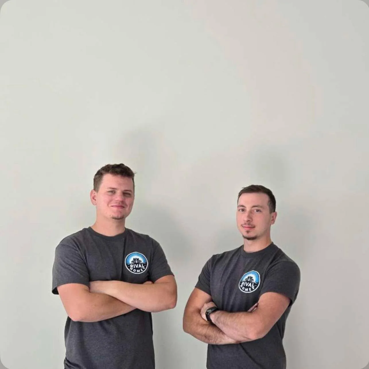 Meet the guys behind Rival Homes 👋
Michael Bridge (pictured on the left) and Pavel Avdeev (on the right) built a business on a shared obsession for quality doors, trim, and floors done right.
We treat every home like it&rsquo;s our own because detai