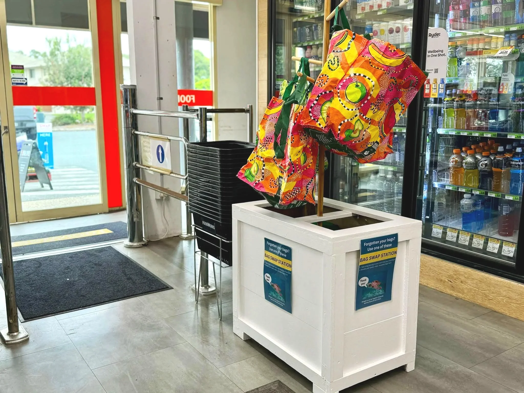 Bag swap station at Foodworks