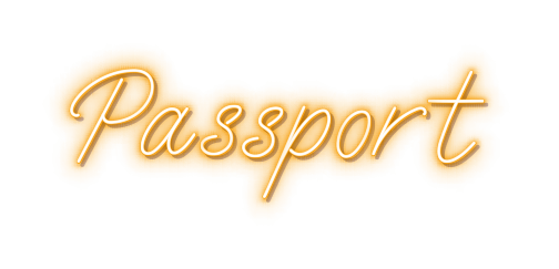 Passport word in yellow neon sign.