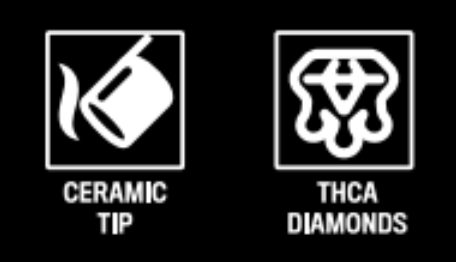 Icon of a ceramic tip and icon of THCA diamonds.